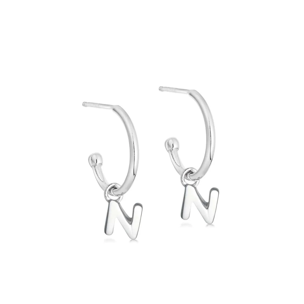 Silver Initial Hoop Earrings - Image 14