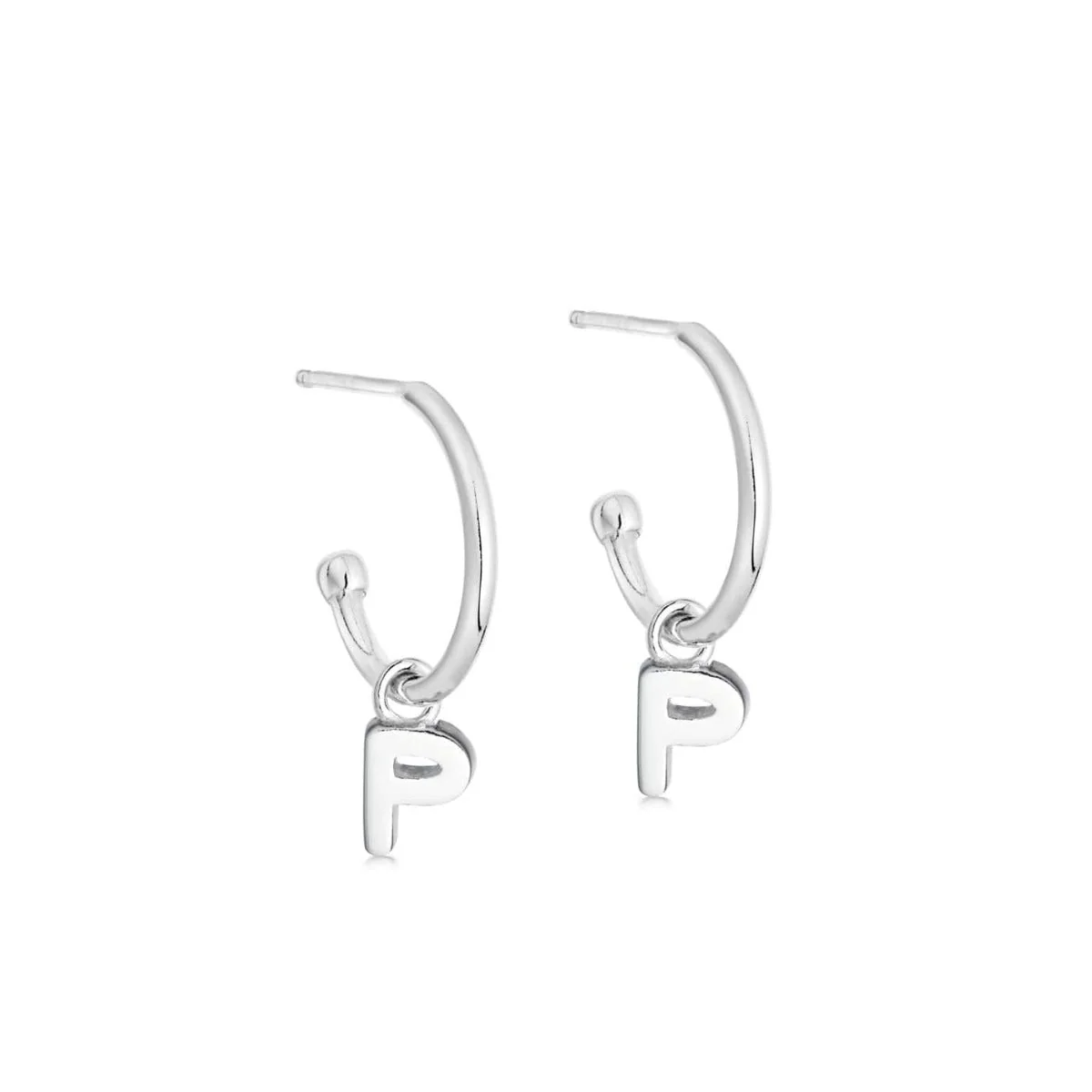 Silver Initial Hoop Earrings - Image 16