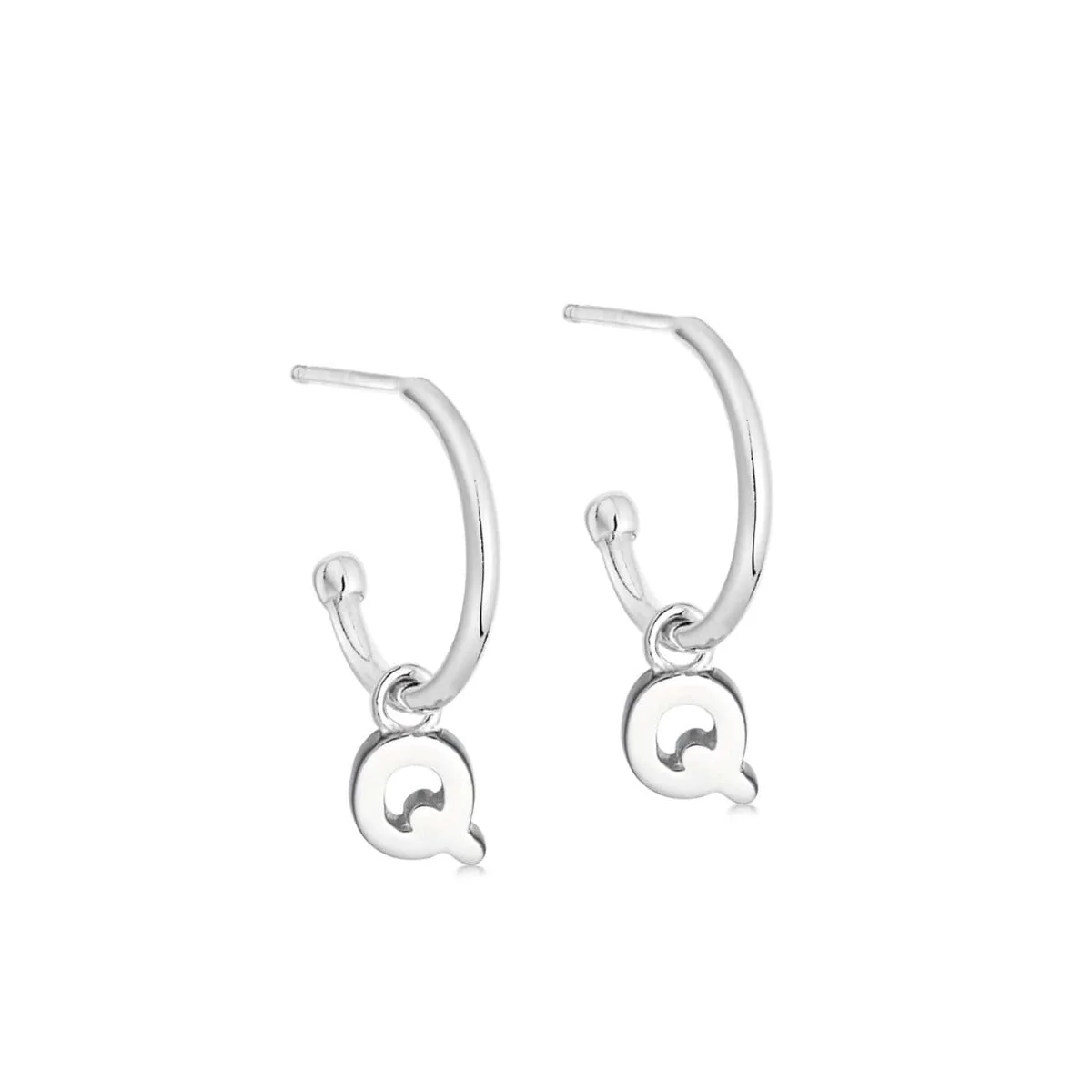 Silver Initial Hoop Earrings - Image 17