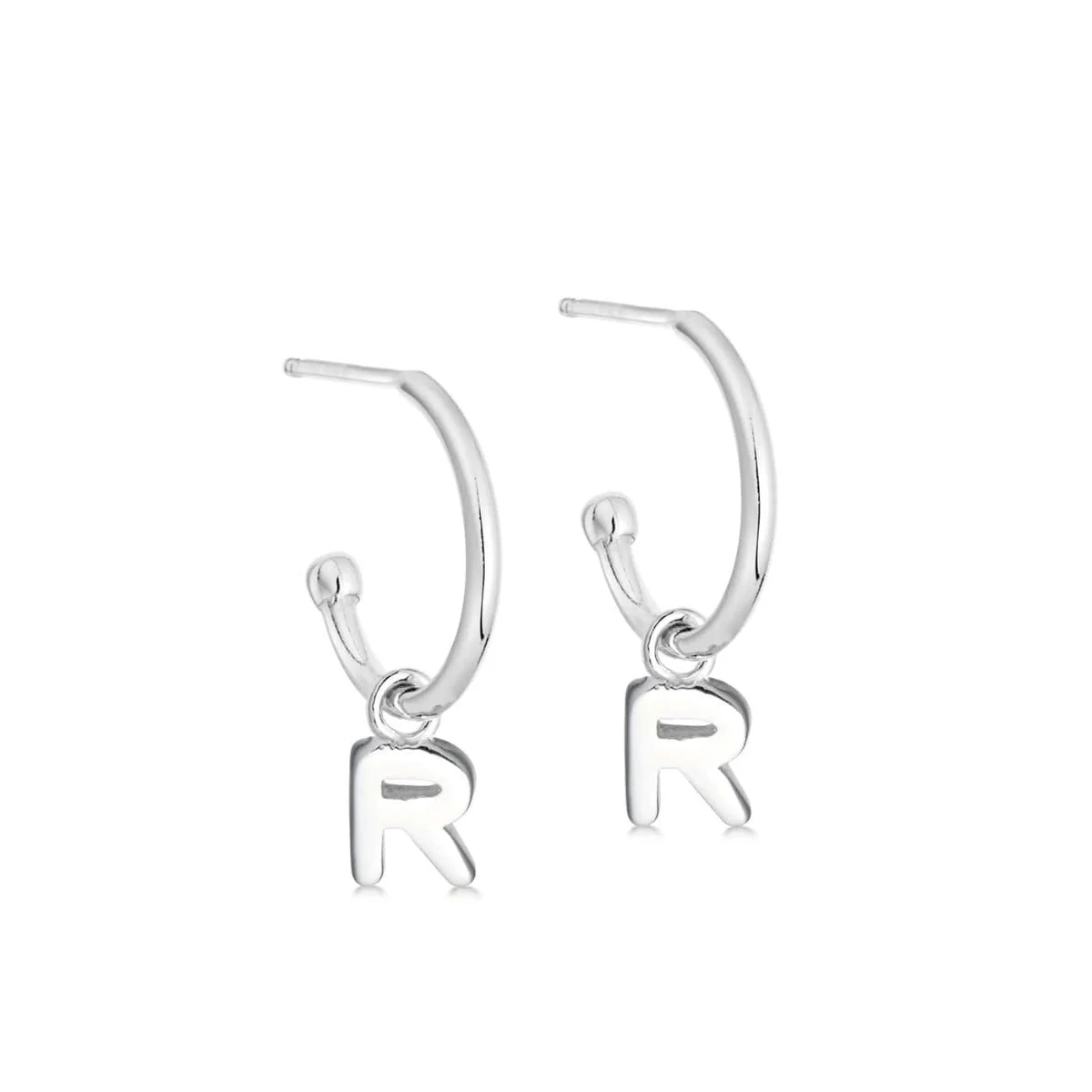 Silver Initial Hoop Earrings - Image 18