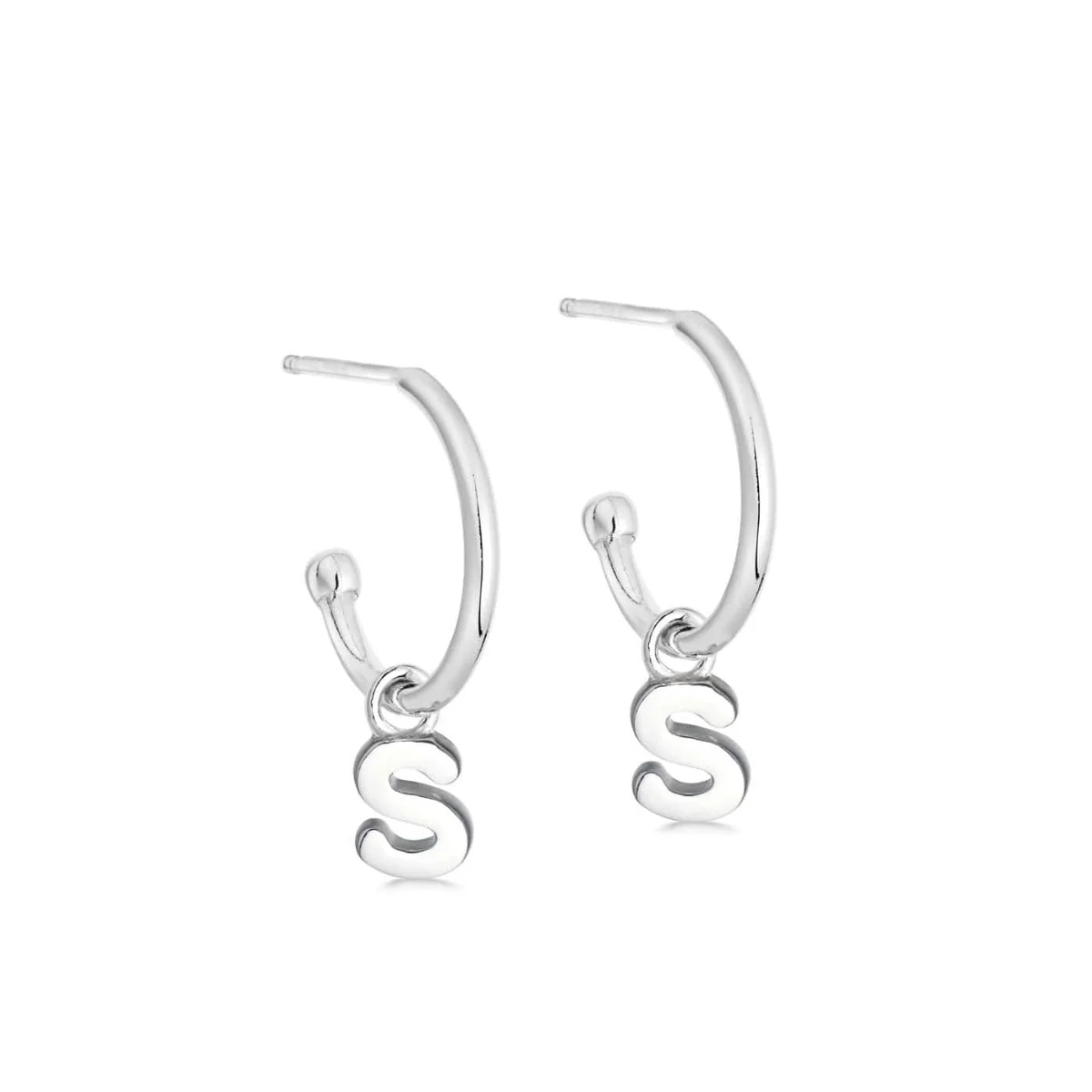 Silver Initial Hoop Earrings - Image 19