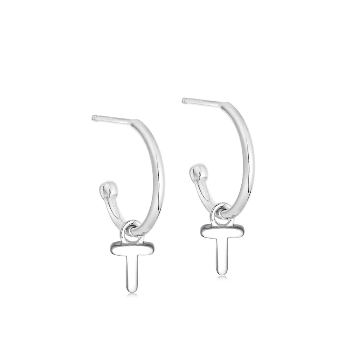 Silver Initial Hoop Earrings - Image 20