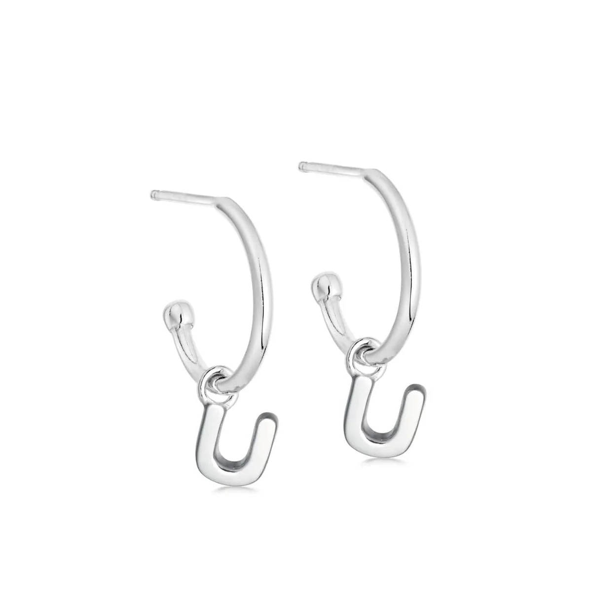 Silver Initial Hoop Earrings - Image 21