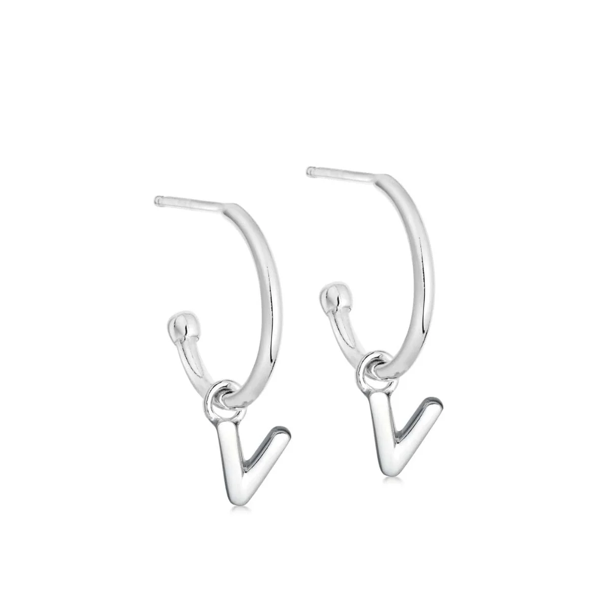 Silver Initial Hoop Earrings - Image 22