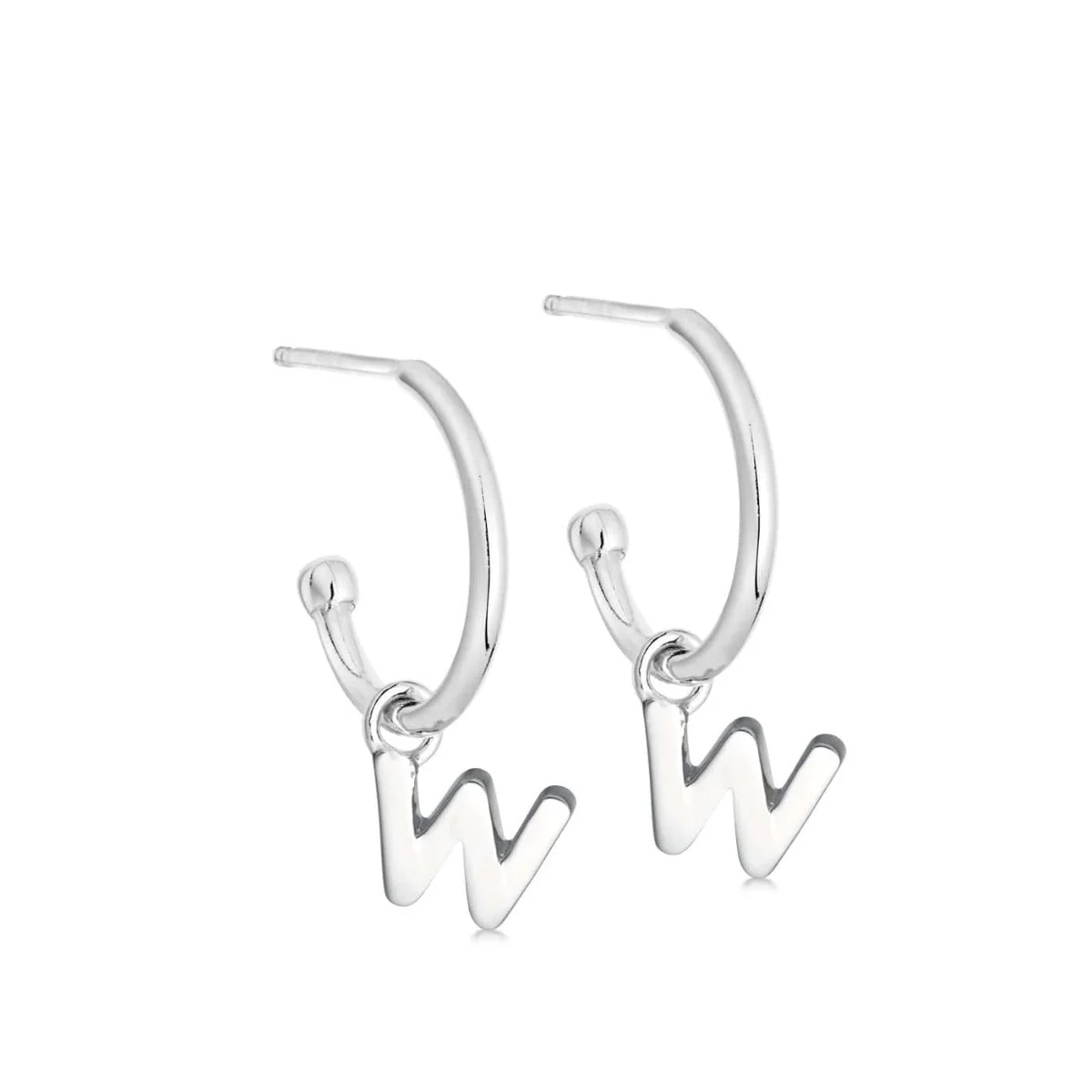 Silver Initial Hoop Earrings - Image 23