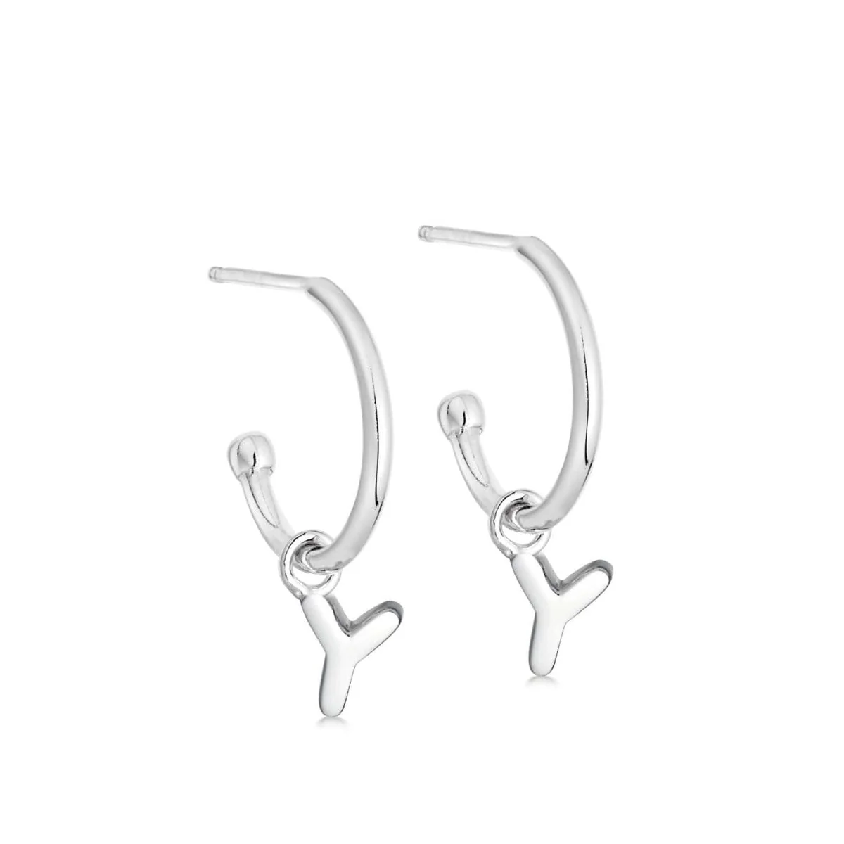 Silver Initial Hoop Earrings - Image 25