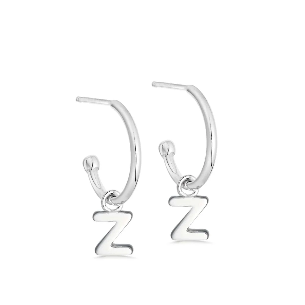 Silver Initial Hoop Earrings - Image 26
