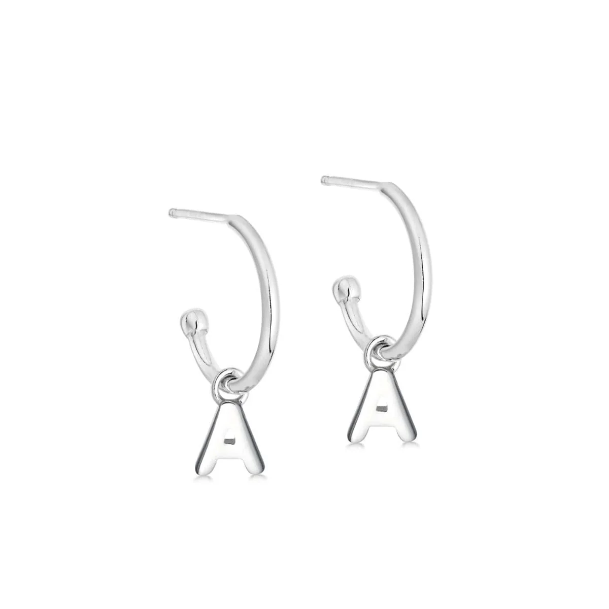 Silver Initial Hoop Earrings - Image 3