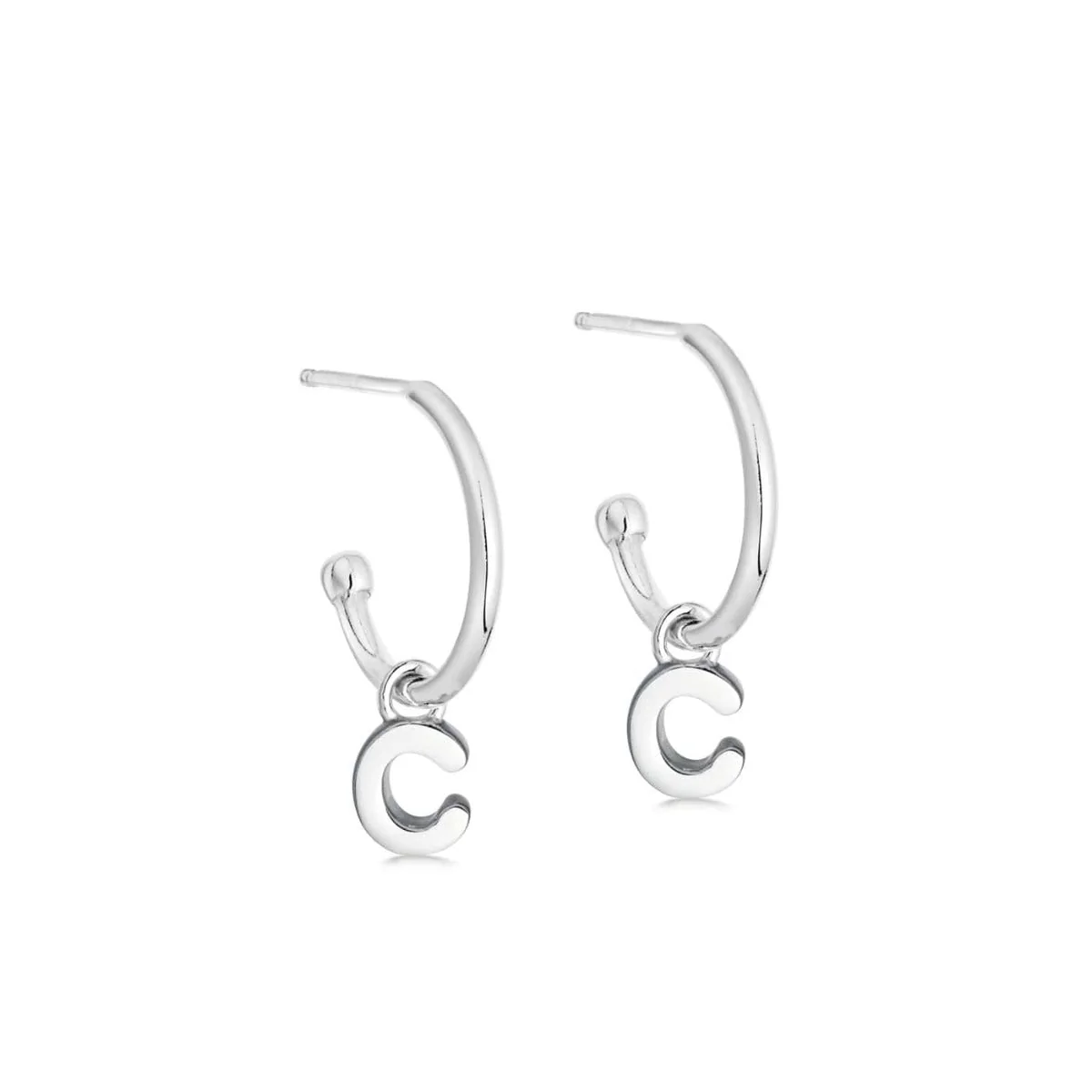 Silver Initial Hoop Earrings - Image 4
