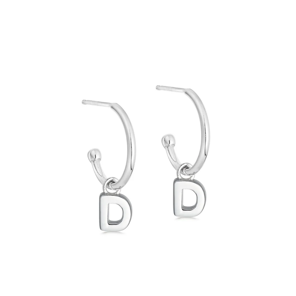 Silver Initial Hoop Earrings - Image 5
