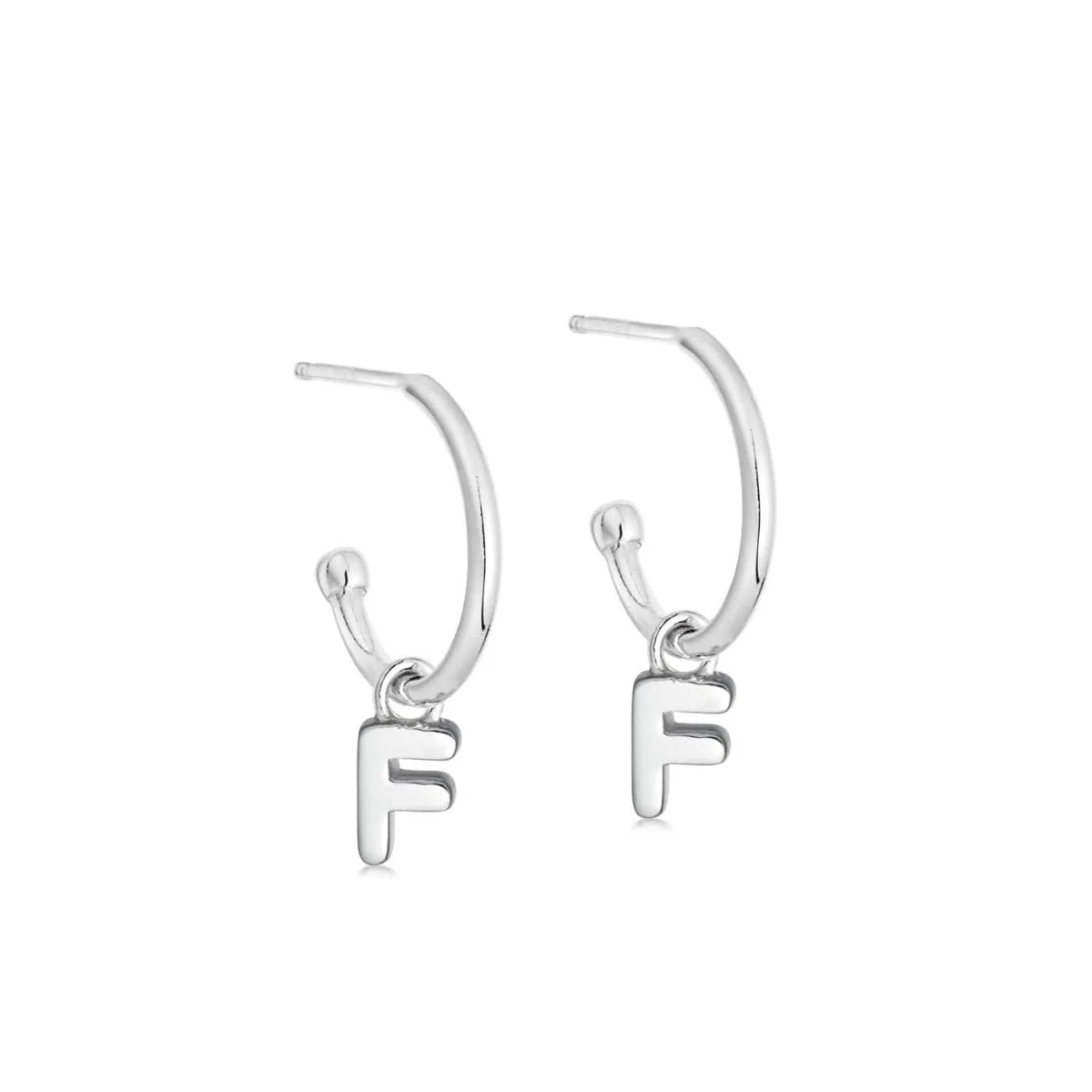 Silver Initial Hoop Earrings - Image 6