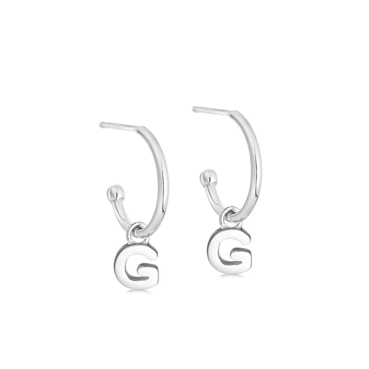 Silver Initial Hoop Earrings - Image 7