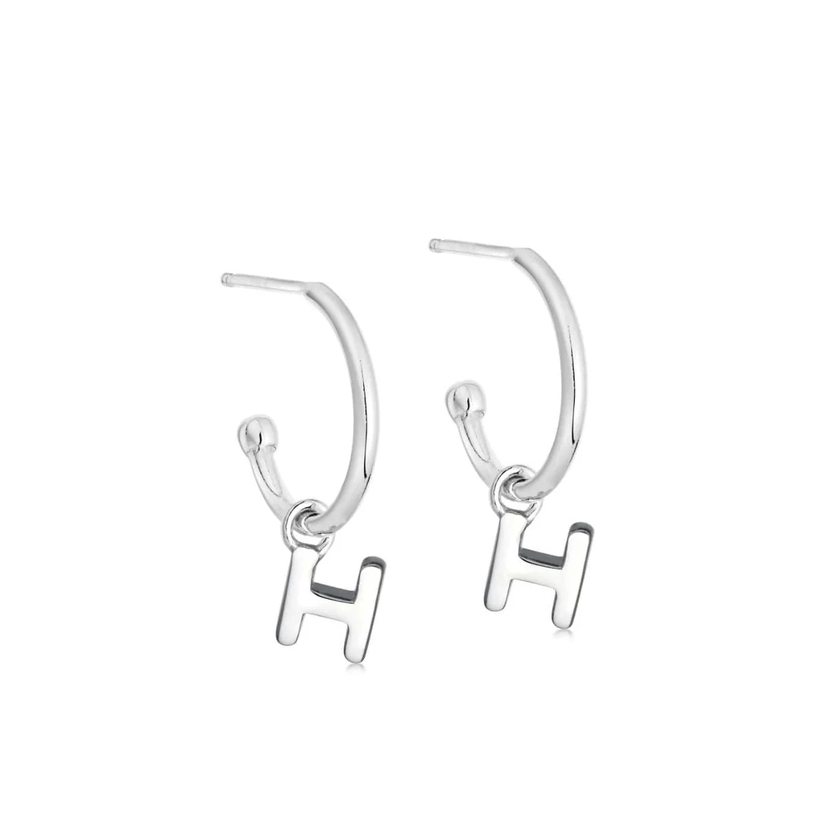 Silver Initial Hoop Earrings - Image 8