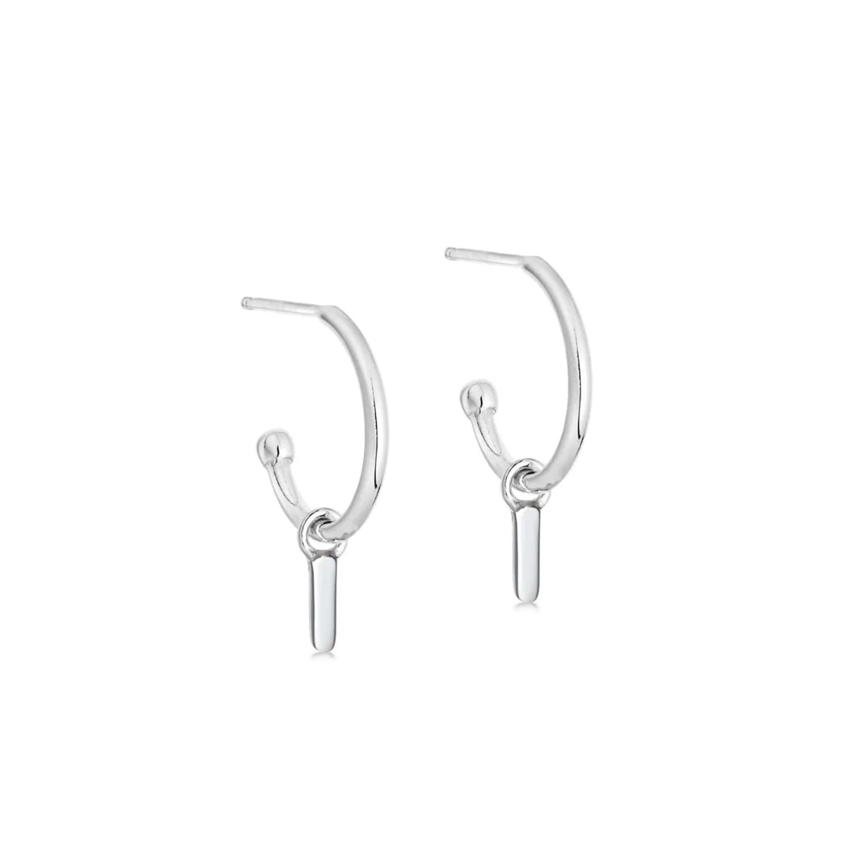 Silver Initial Hoop Earrings - Image 9