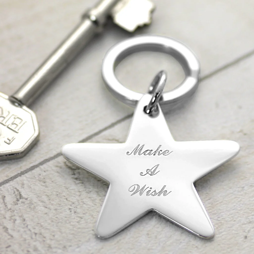 Sterling Silver Keyring - Flat Star - Image 2