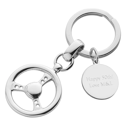 Sterling Silver Keyring - Steering Wheel - Image 3