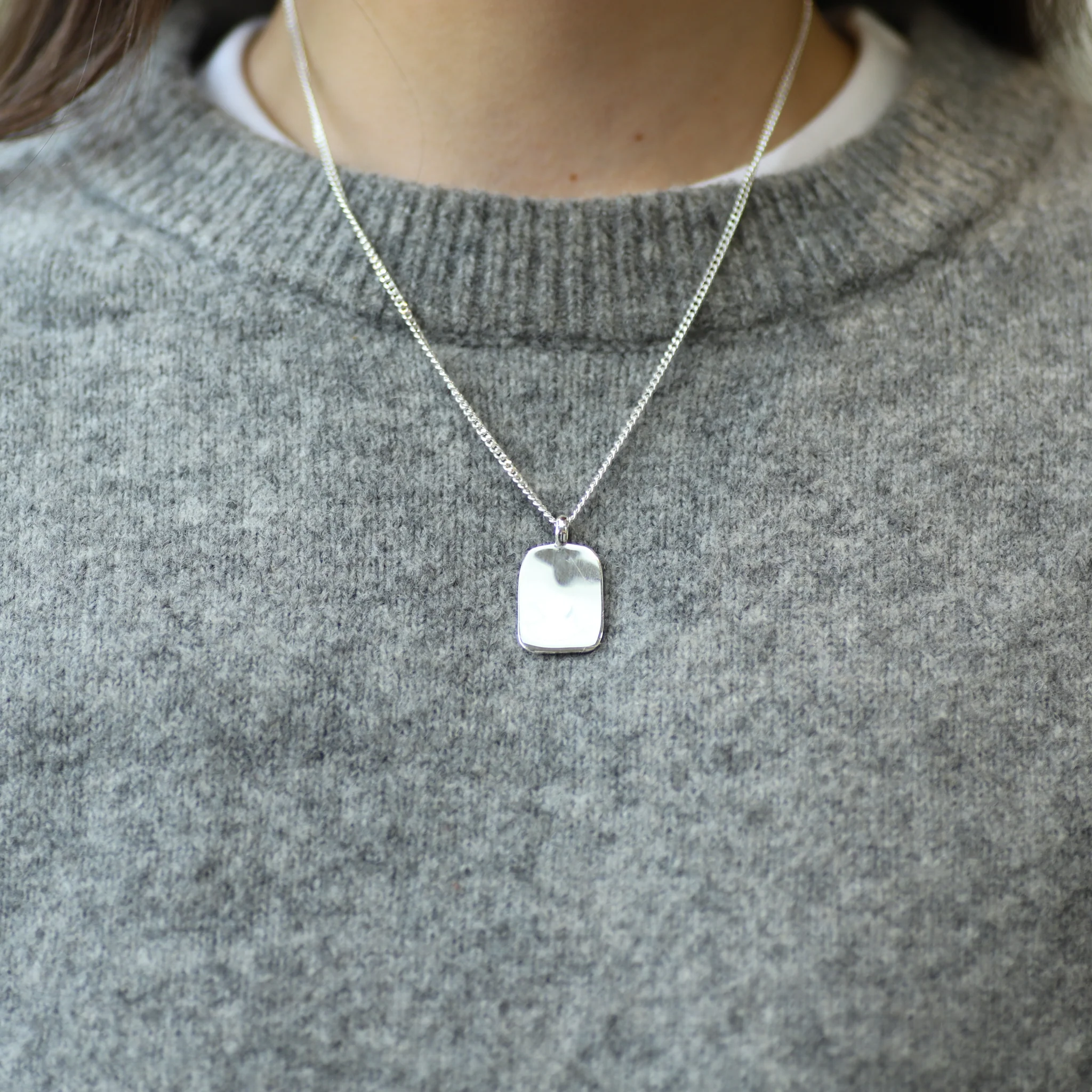 Silver Molten Dog Tag Pendant - Image 2