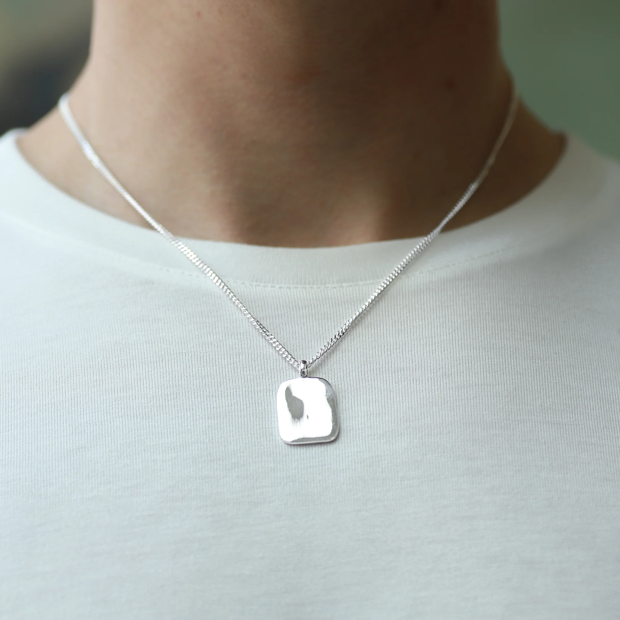 Silver Molten Dog Tag Pendant - Image 3