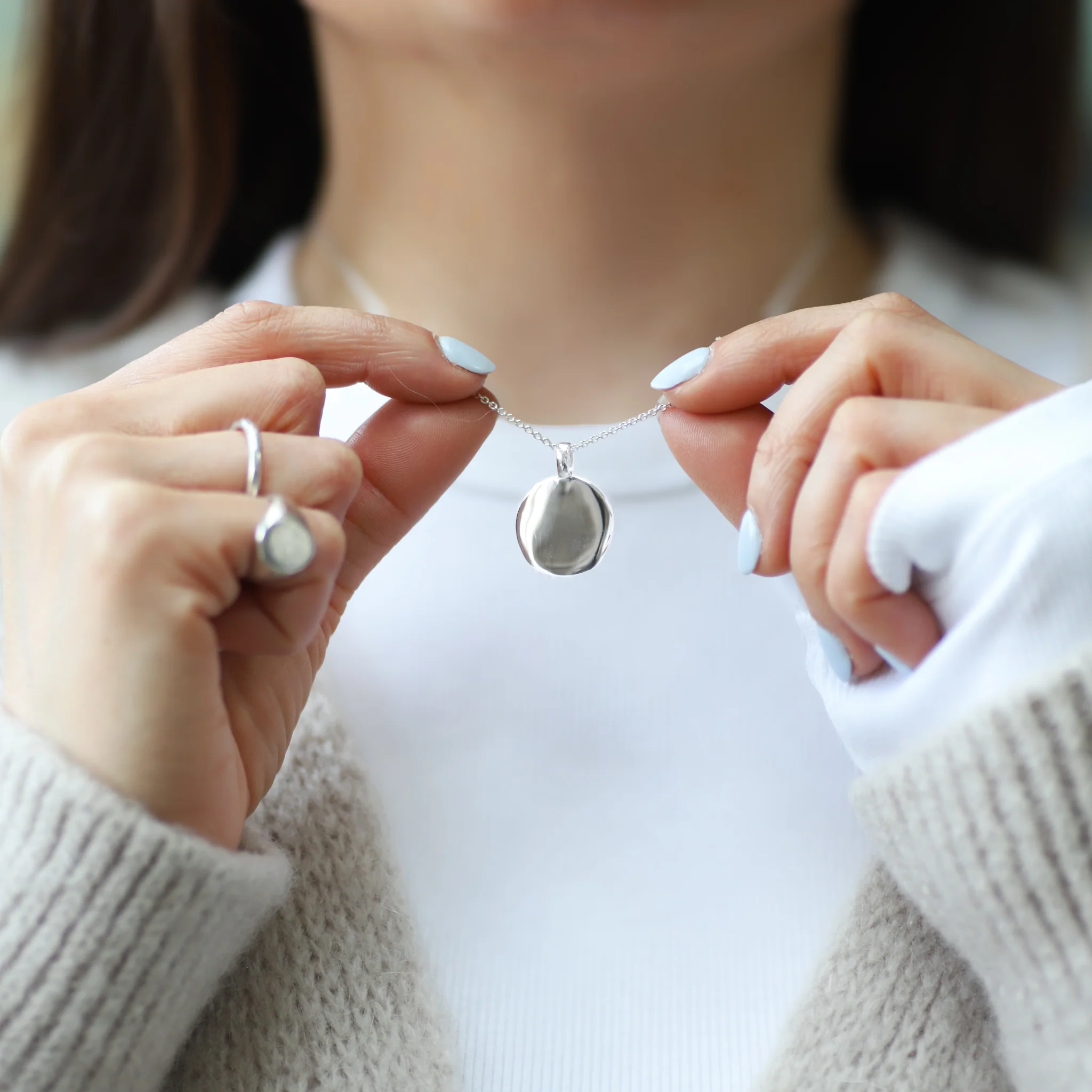 Sterling Silver Perfectly Imperfect Disc Pendant - Image 4