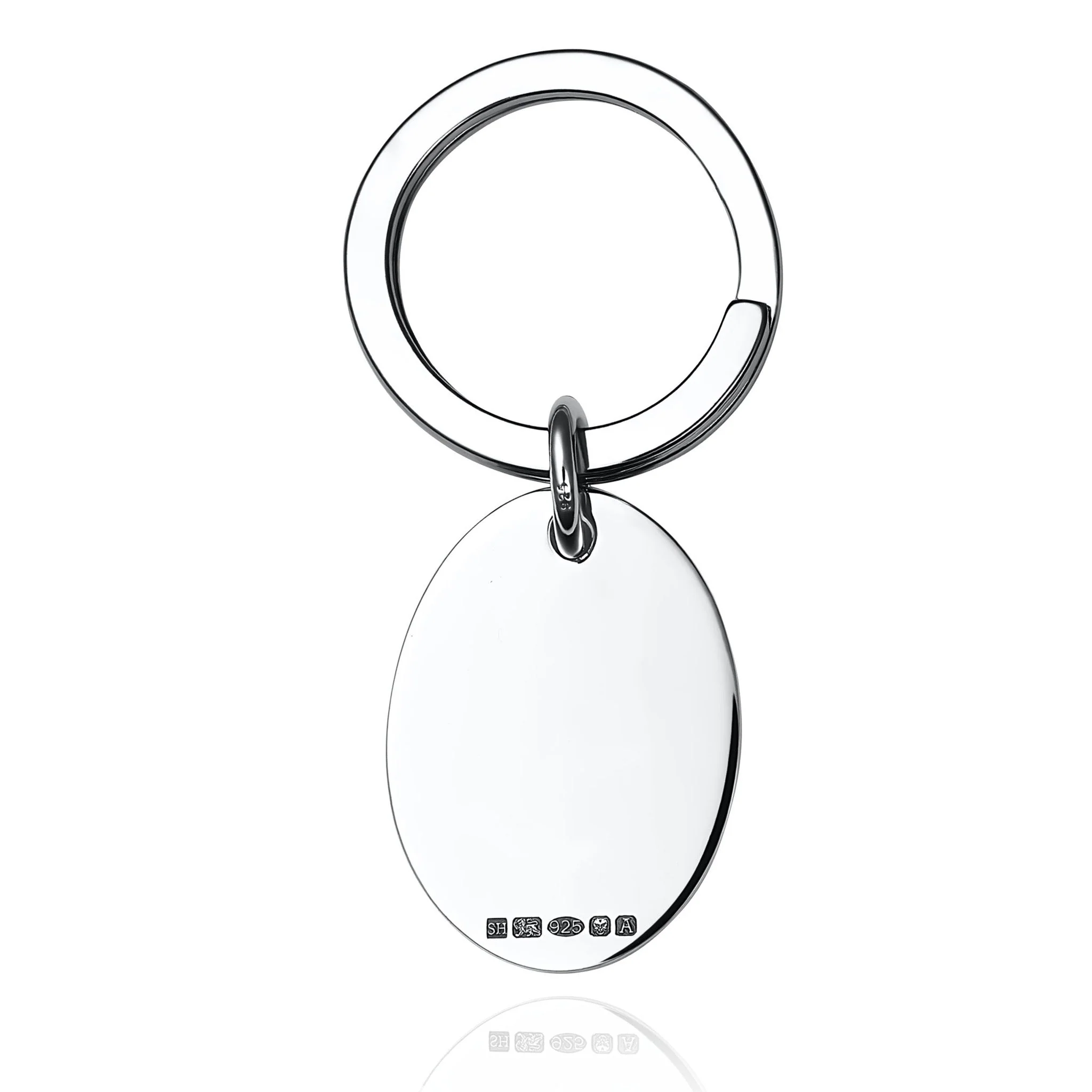 Sterling Silver Keyring - Oval Monogram