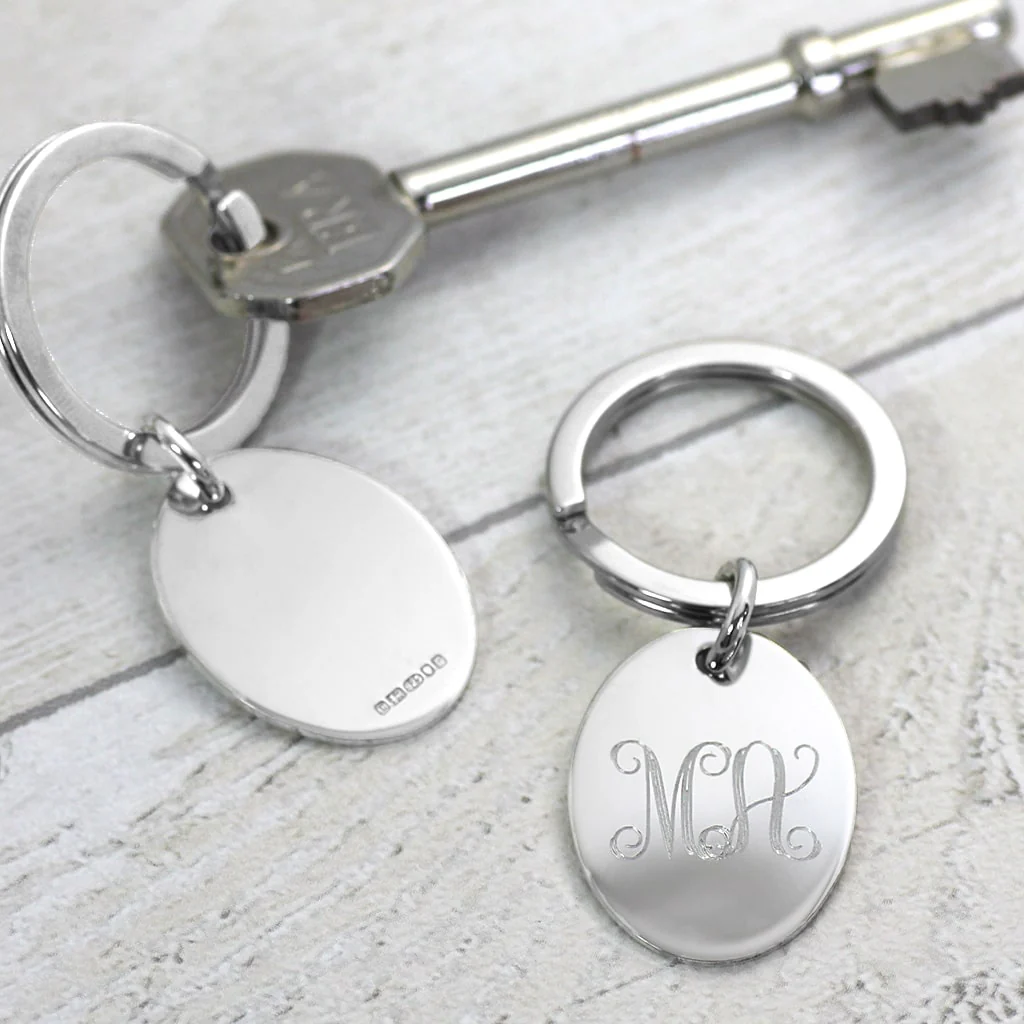 Sterling Silver Keyring - Oval Monogram - Image 2