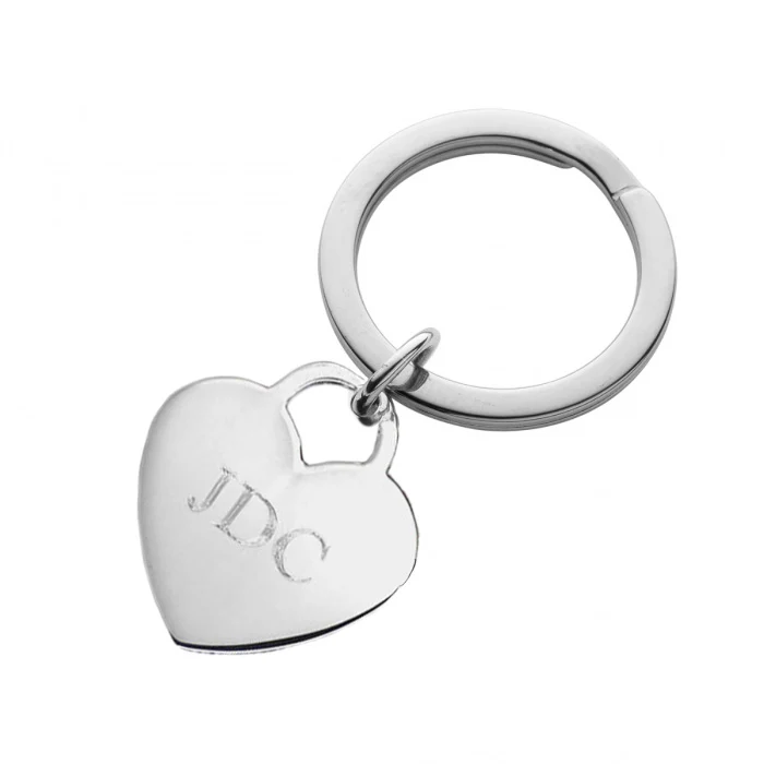 Sterling Silver Keyring - Personalised Heart