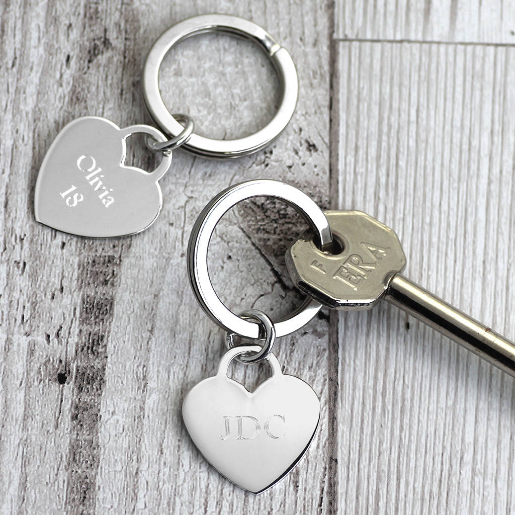 Sterling Silver Keyring - Personalised Heart - Image 2
