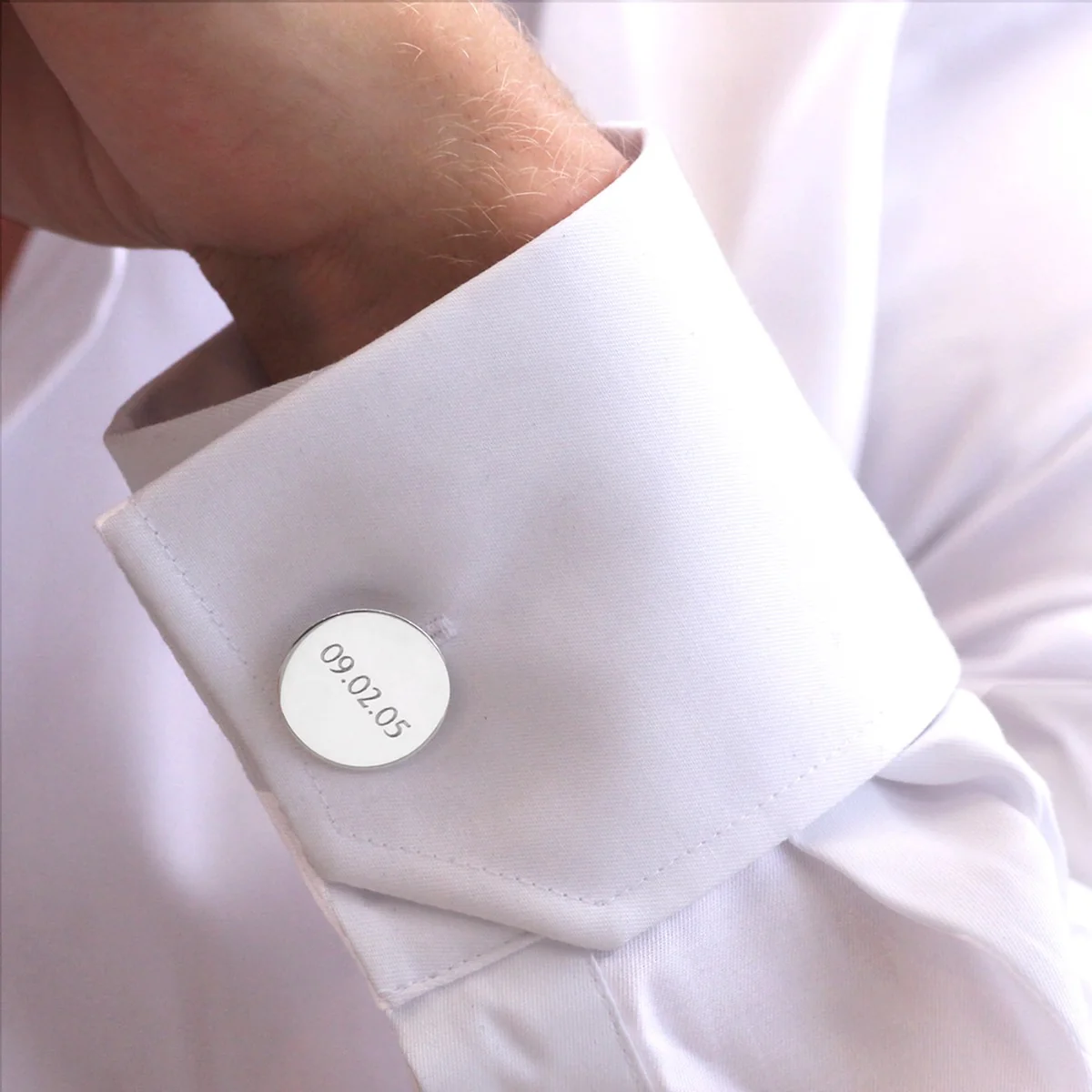 Silver Round Hinged Cufflinks - Image 4