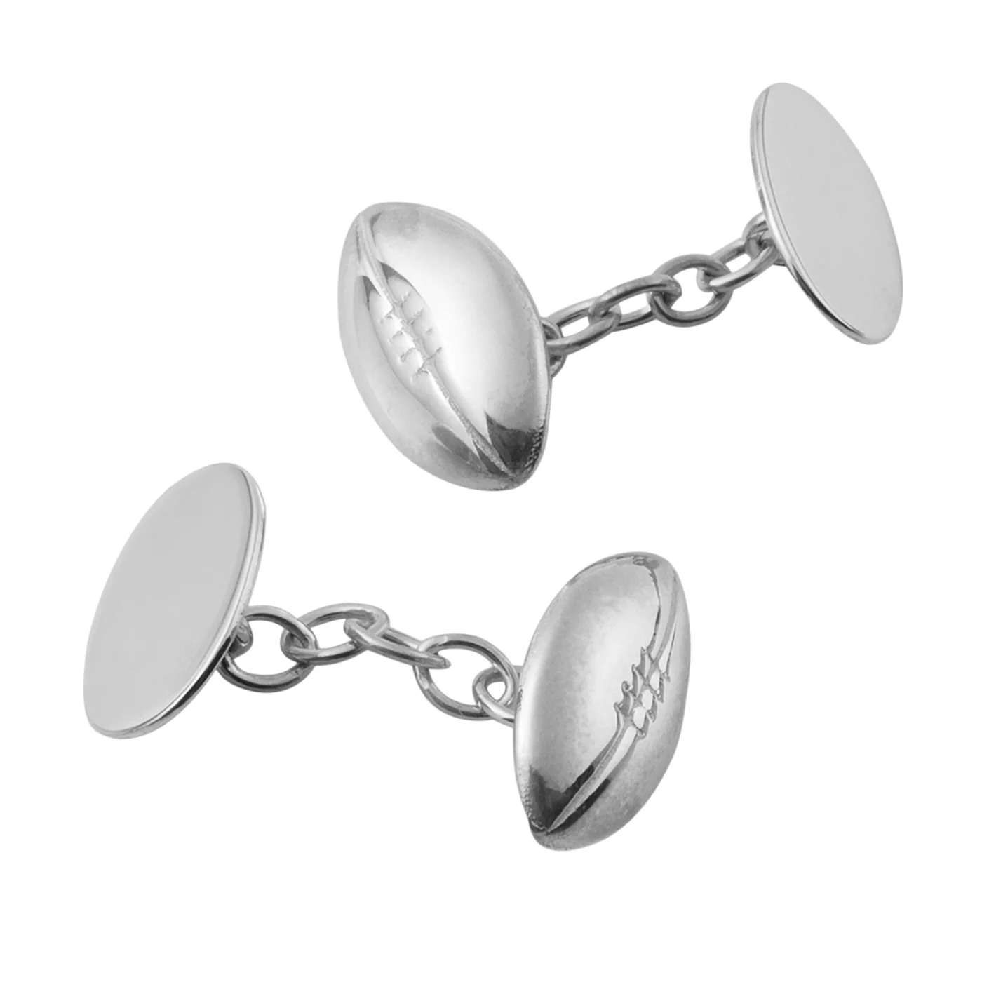 Silver Rugby Ball Cufflinks