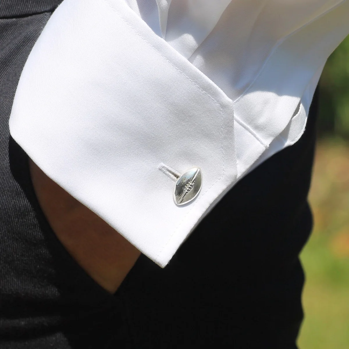 Silver Rugby Ball Cufflinks - Image 2