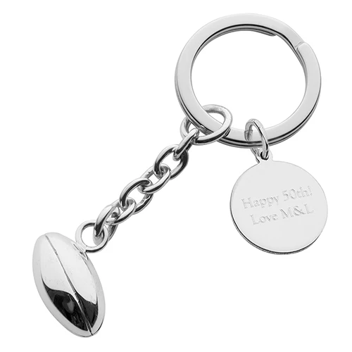 Sterling Silver Keyring - Rugby Ball - Image 3