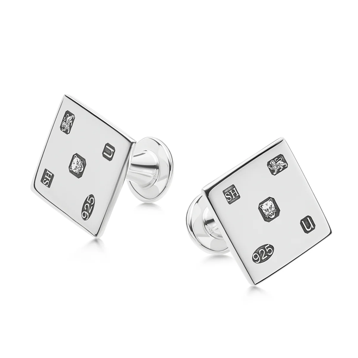 Square Silver Cufflinks with Feature Hallmark - Image 3