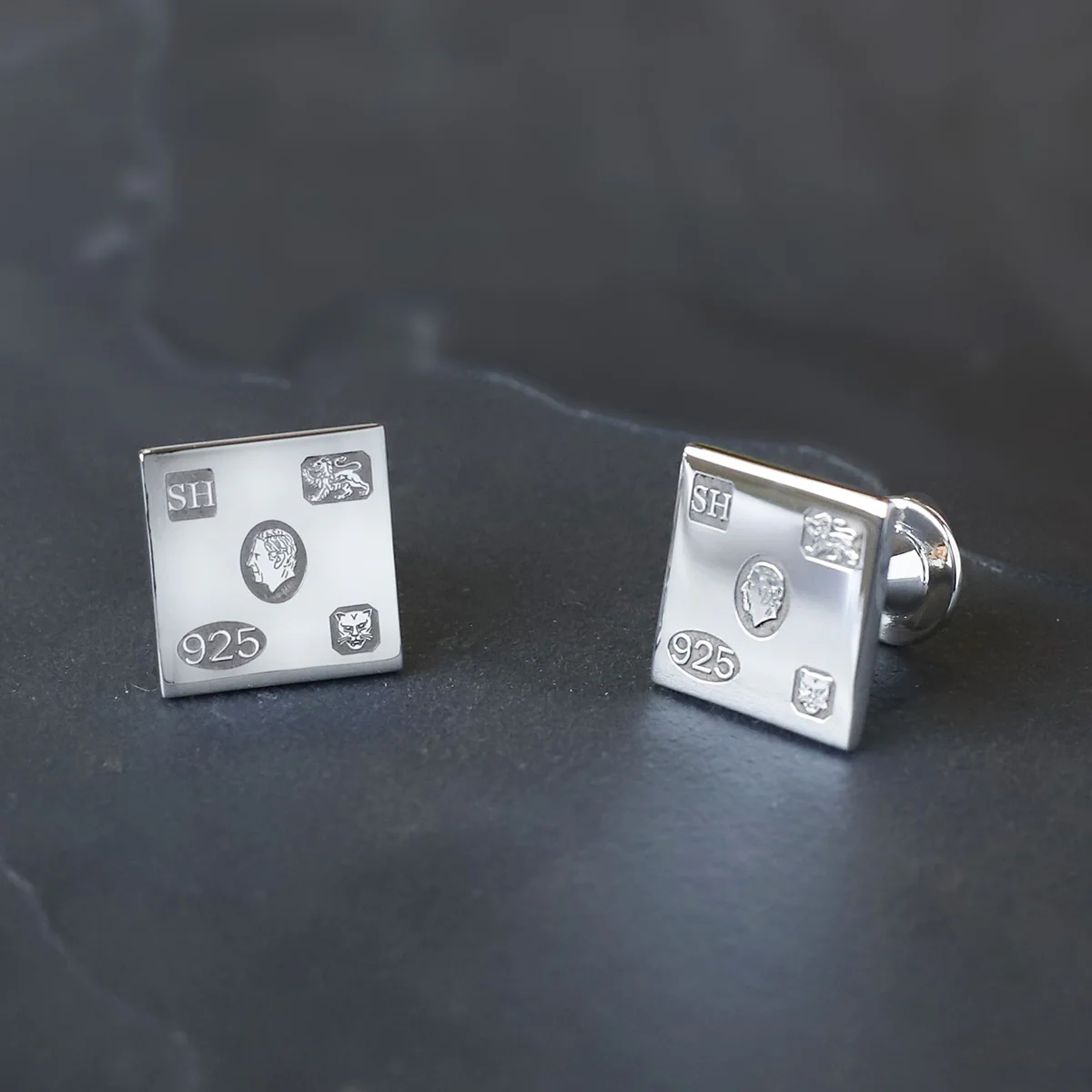 Square Silver Cufflinks with Feature Hallmark - Image 4