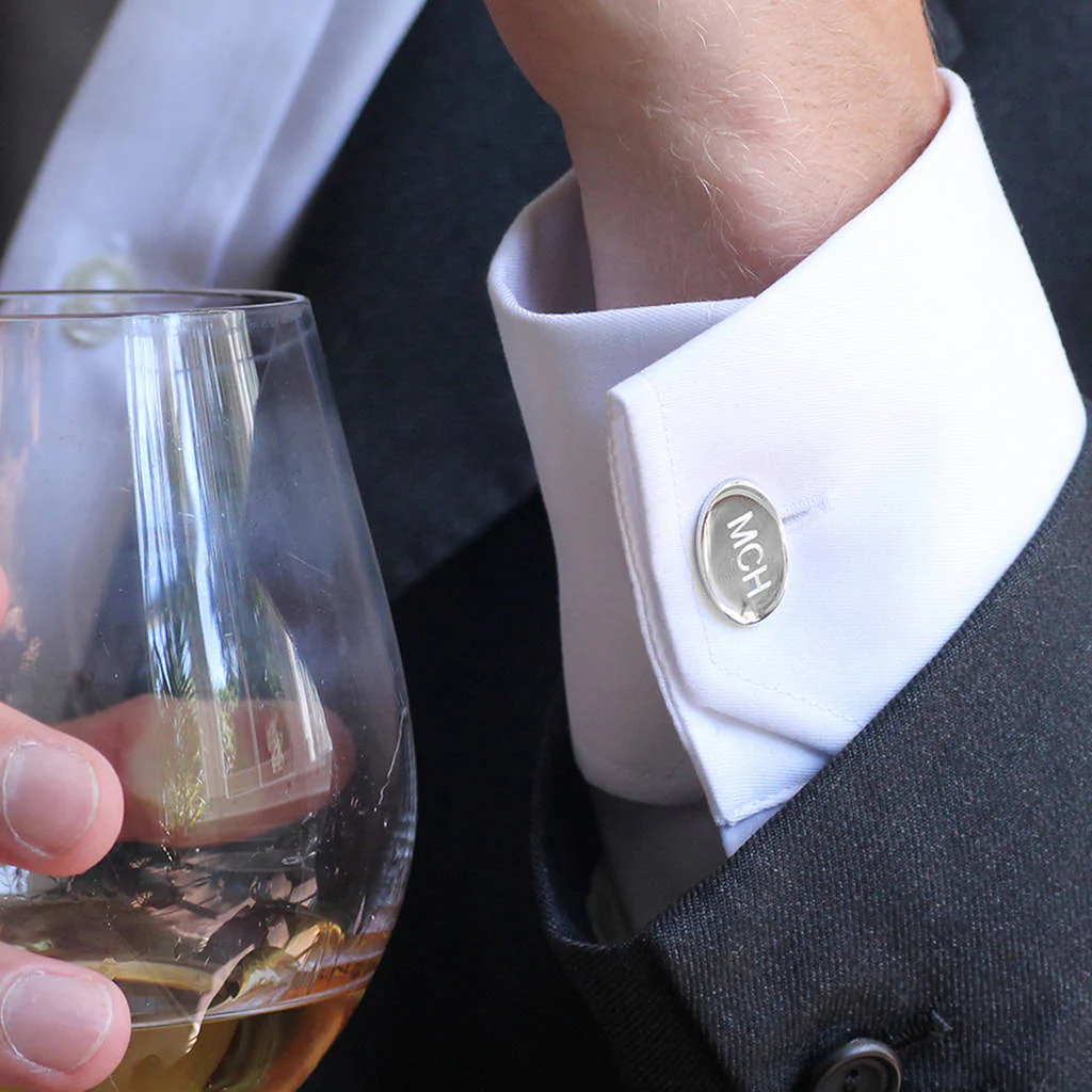 Standard Silver Oval Cufflinks - Image 3