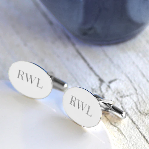 Standard Silver Oval Cufflinks - Image 4