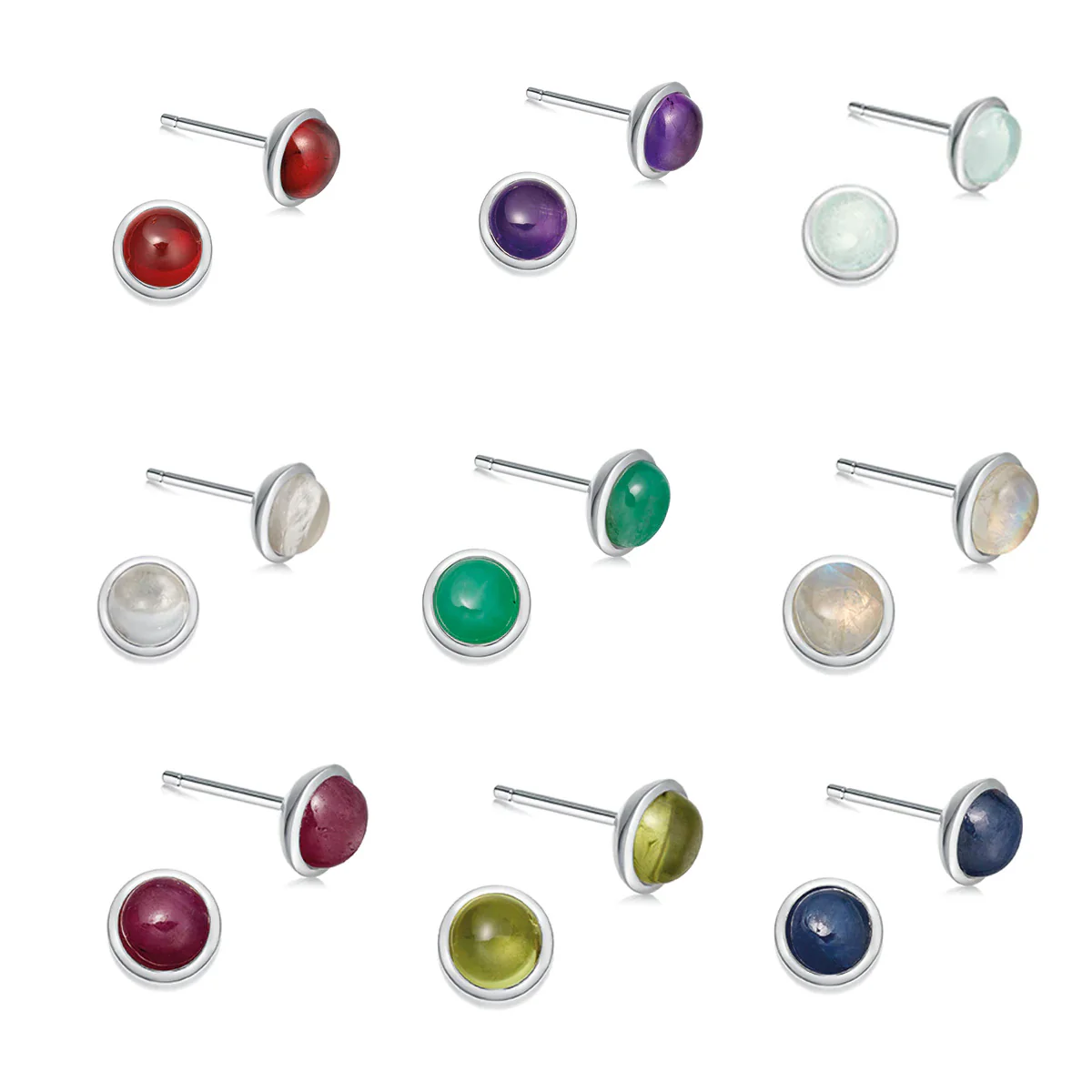 Sterling Silver Birthstone Stud Earrings - Image 4
