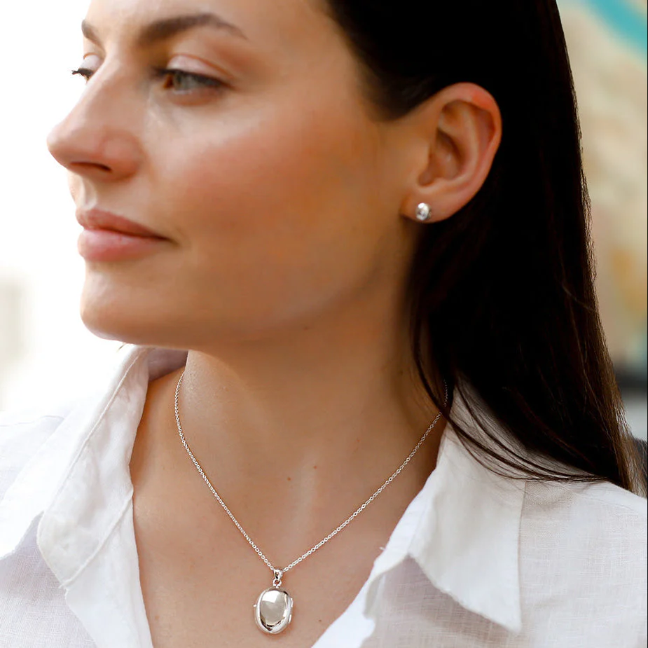 Sterling Silver Soft Round Stud Earrings - Image 3