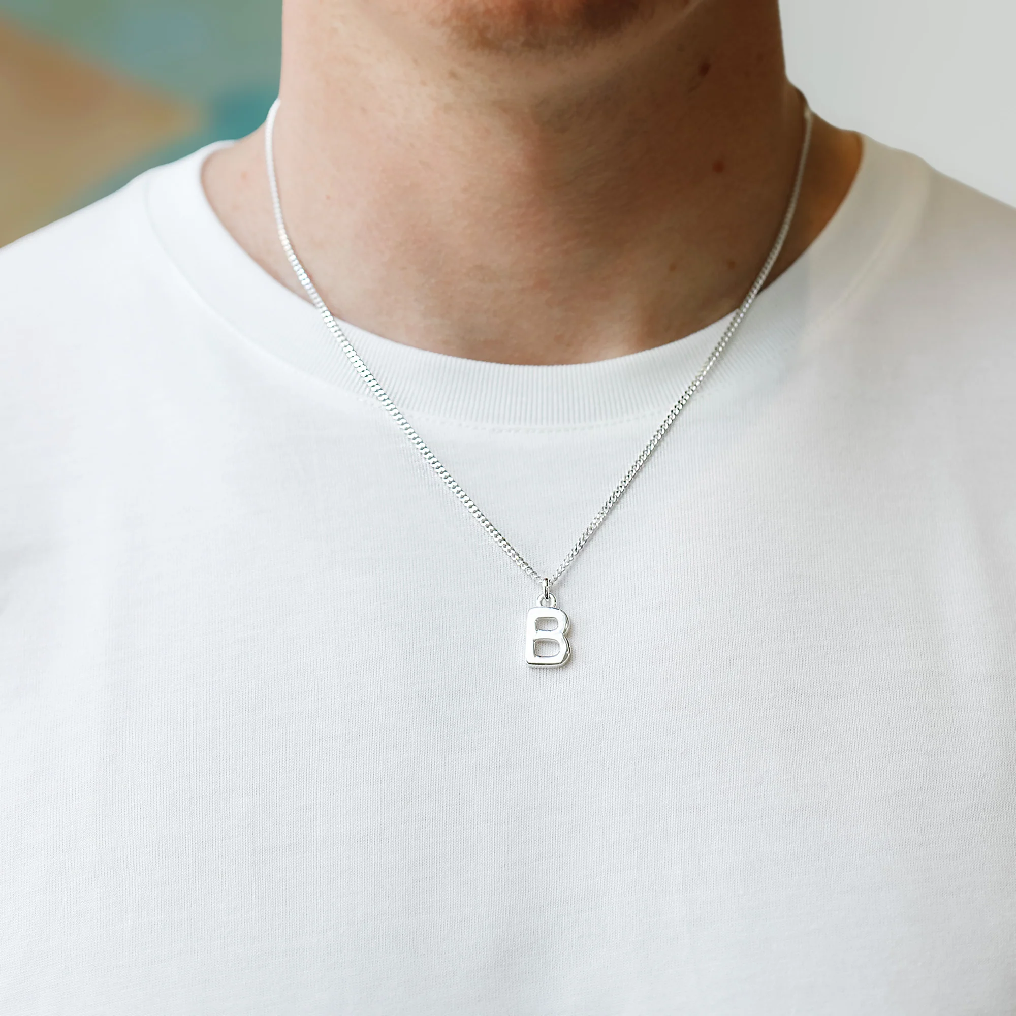 Sterling Silver Chunky Initial Necklace - Image 3
