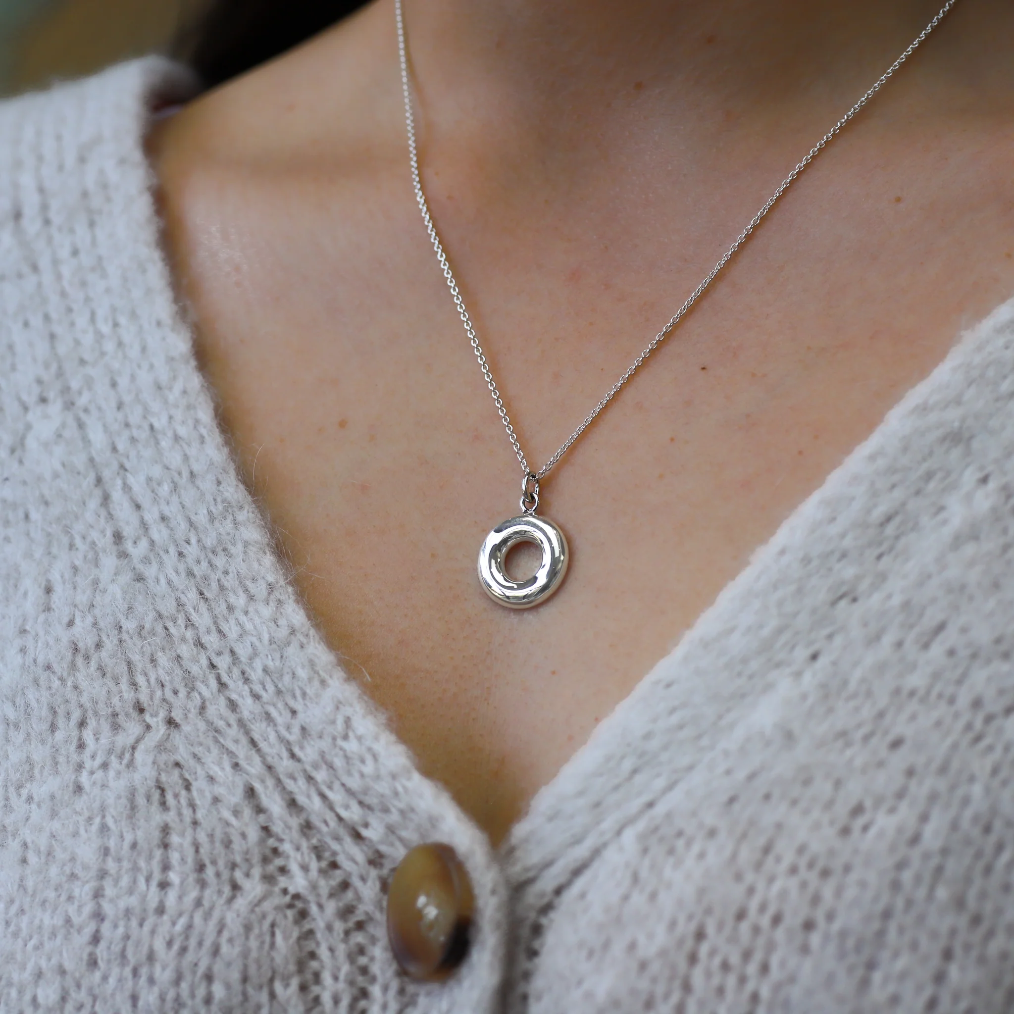 Sterling Silver Domed Eternity Necklace - Image 2