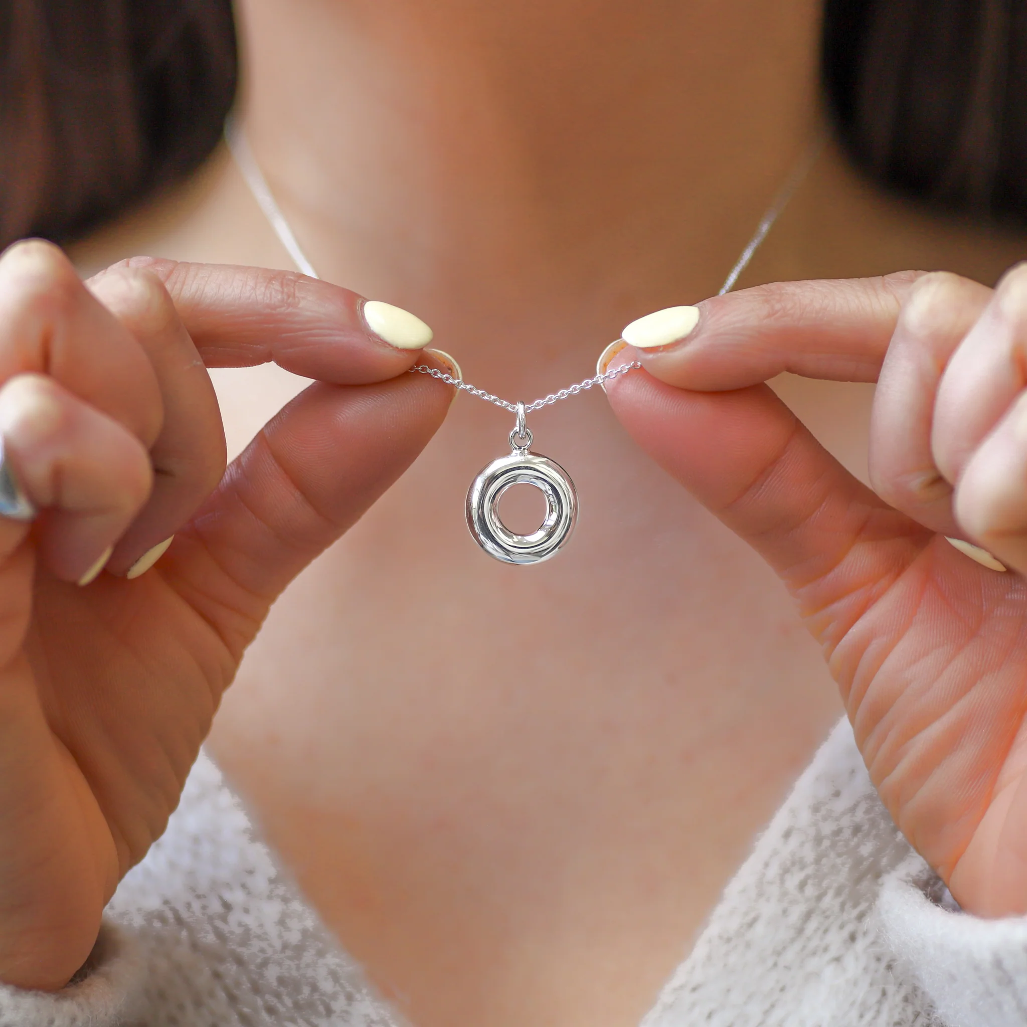 Sterling Silver Domed Eternity Necklace - Image 3