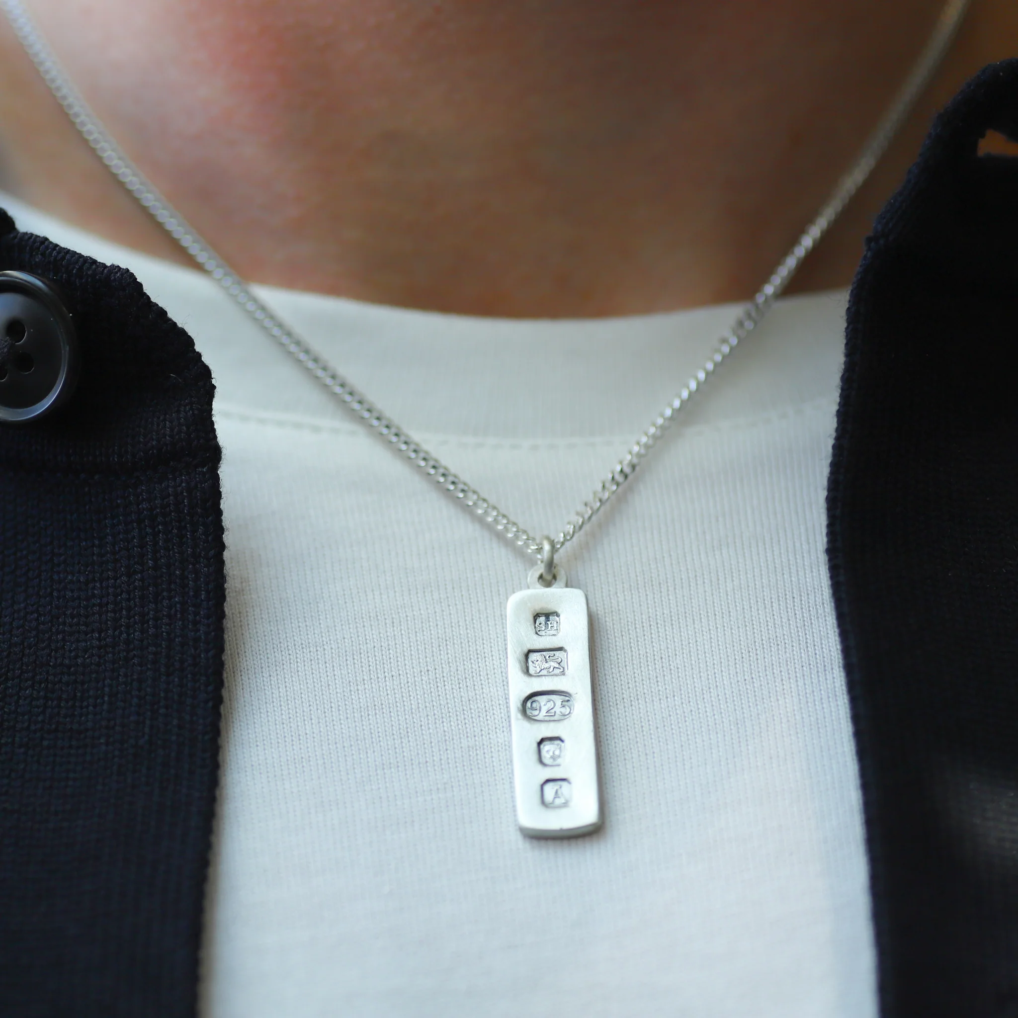 Sterling Silver Hallmark Ingot Necklace - Image 2