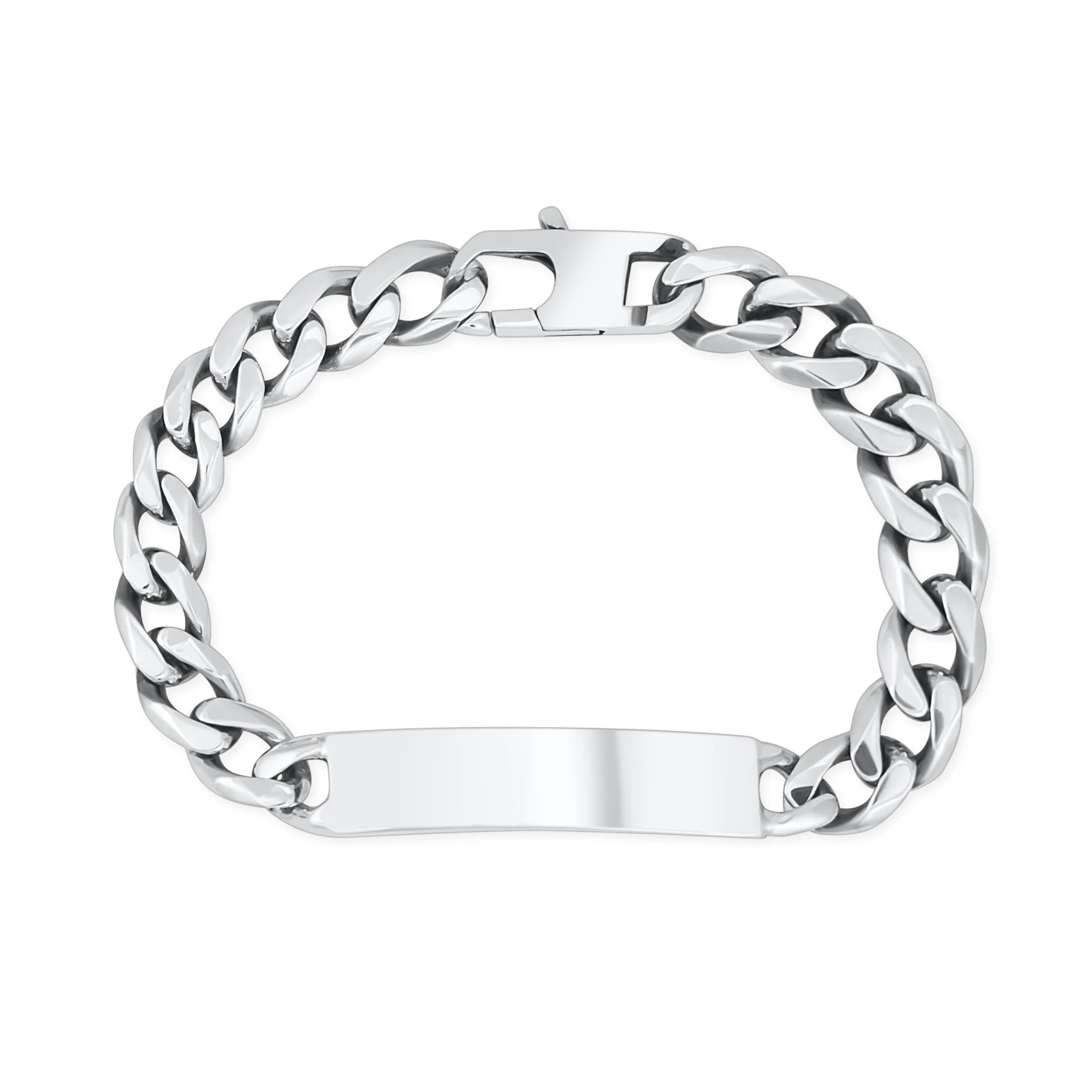Sterling Silver Curb Chain ID Bracelet - Image 4