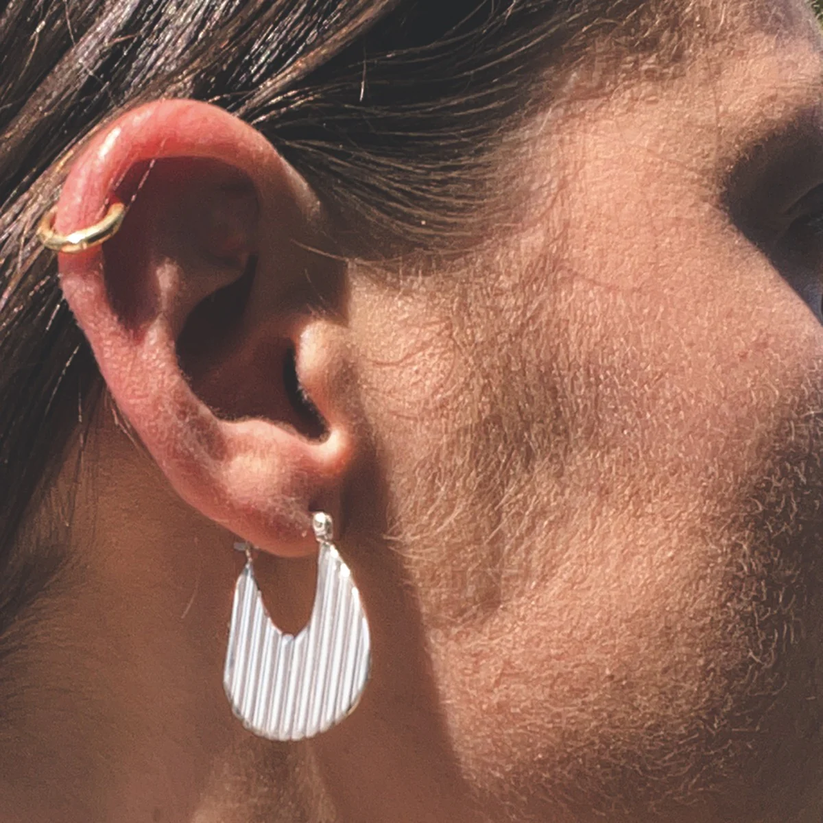 Sterling Silver Deco Fan Earrings - Image 2