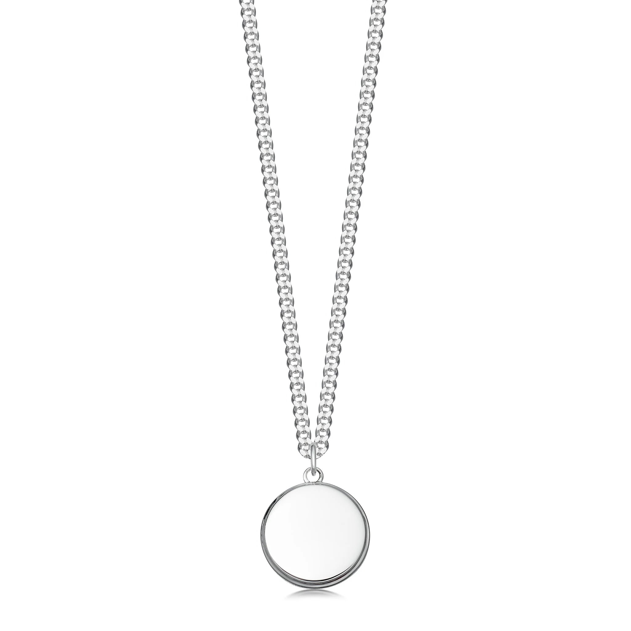 Men’s Sterling Silver Round Pendant – 19mm