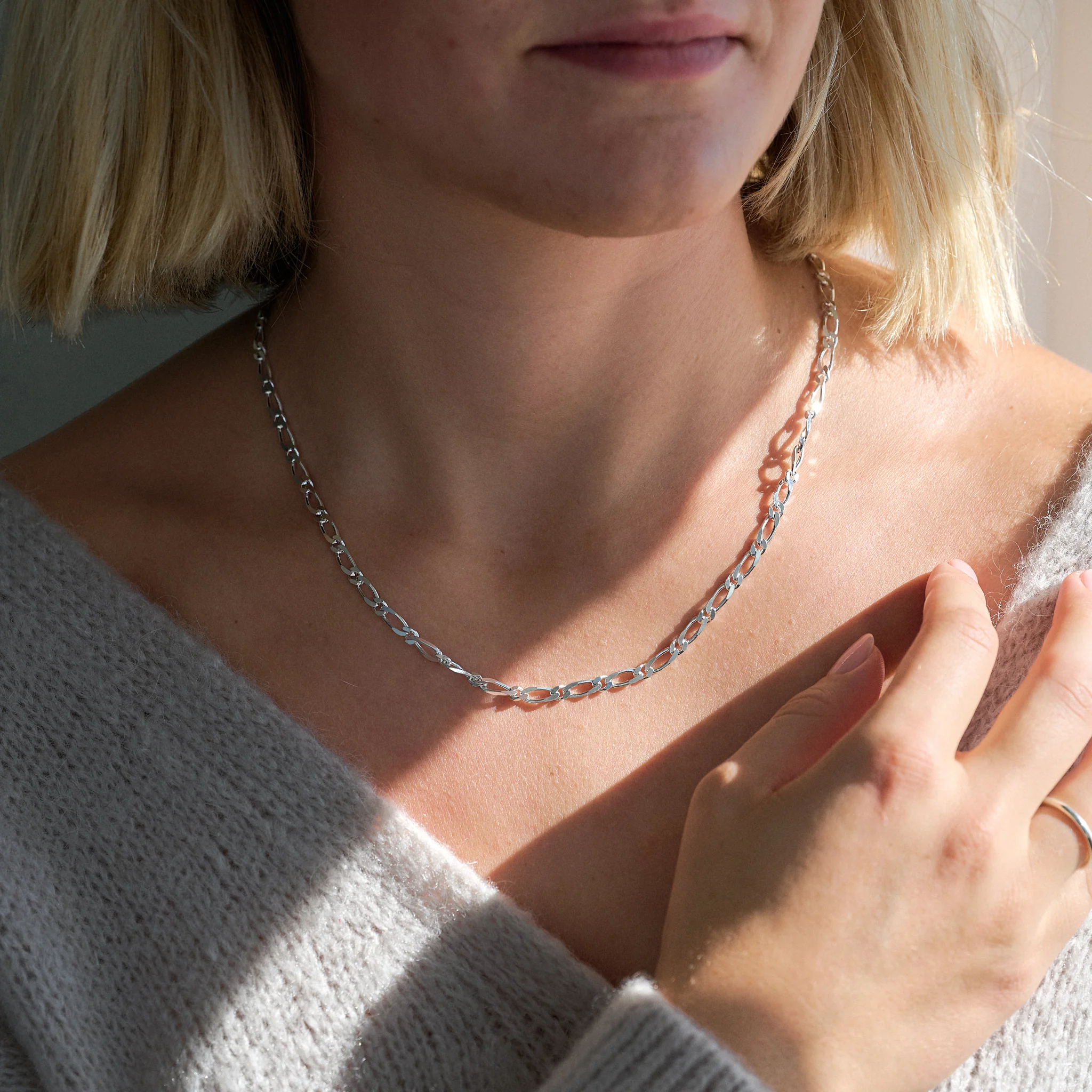 Sterling Silver Figaro Chain Necklace - Image 2