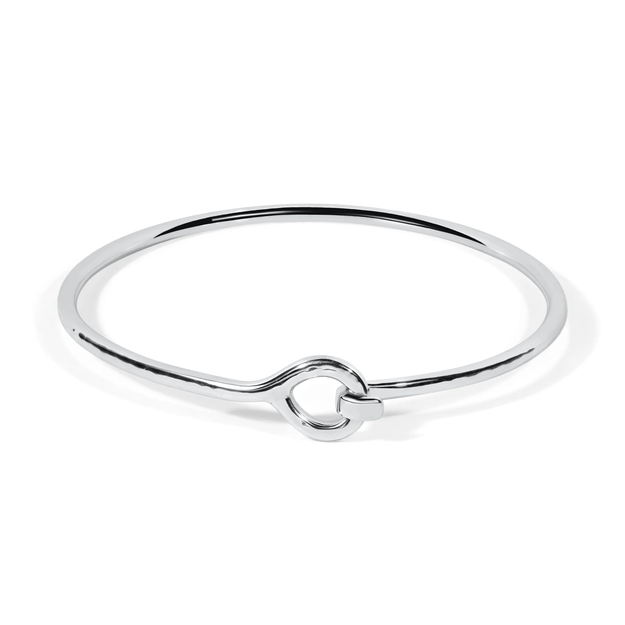 Sterling Silver Hook & Eye Bangle - Hammered