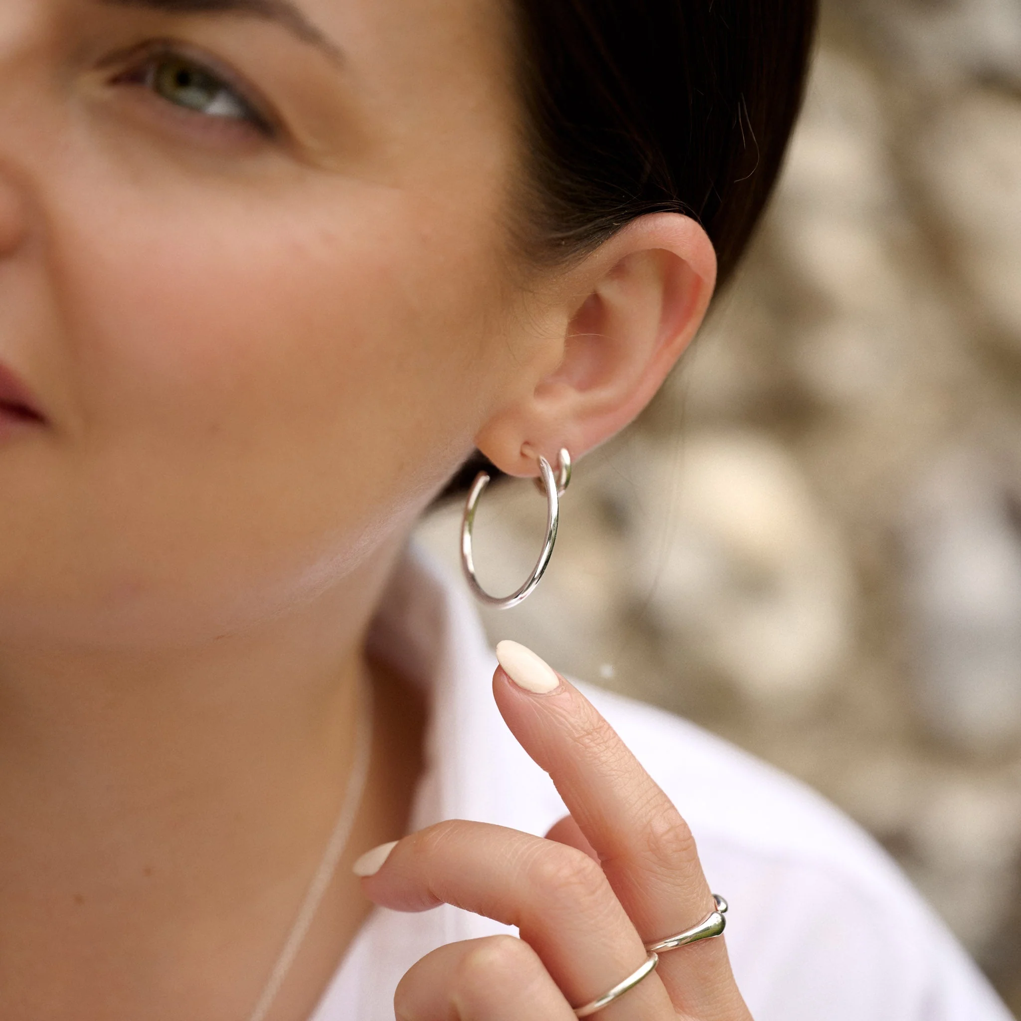 Classic Sterling Silver Open Hoops - Image 2