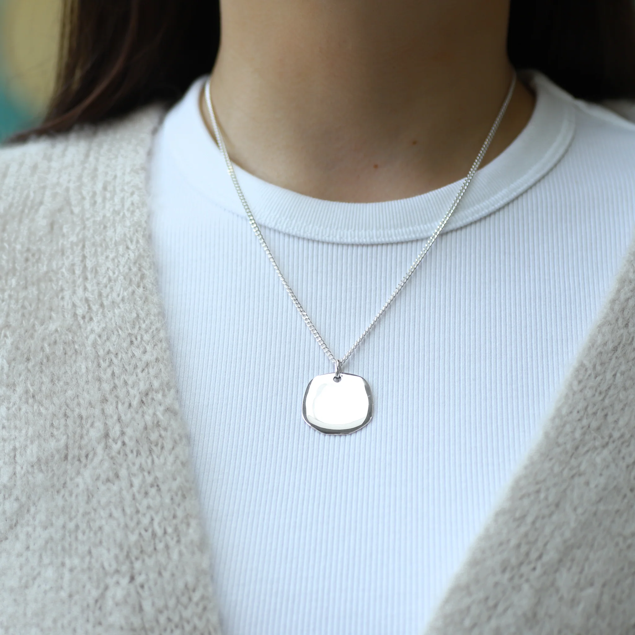 Sterling Silver Large Molten Pendant - Image 4