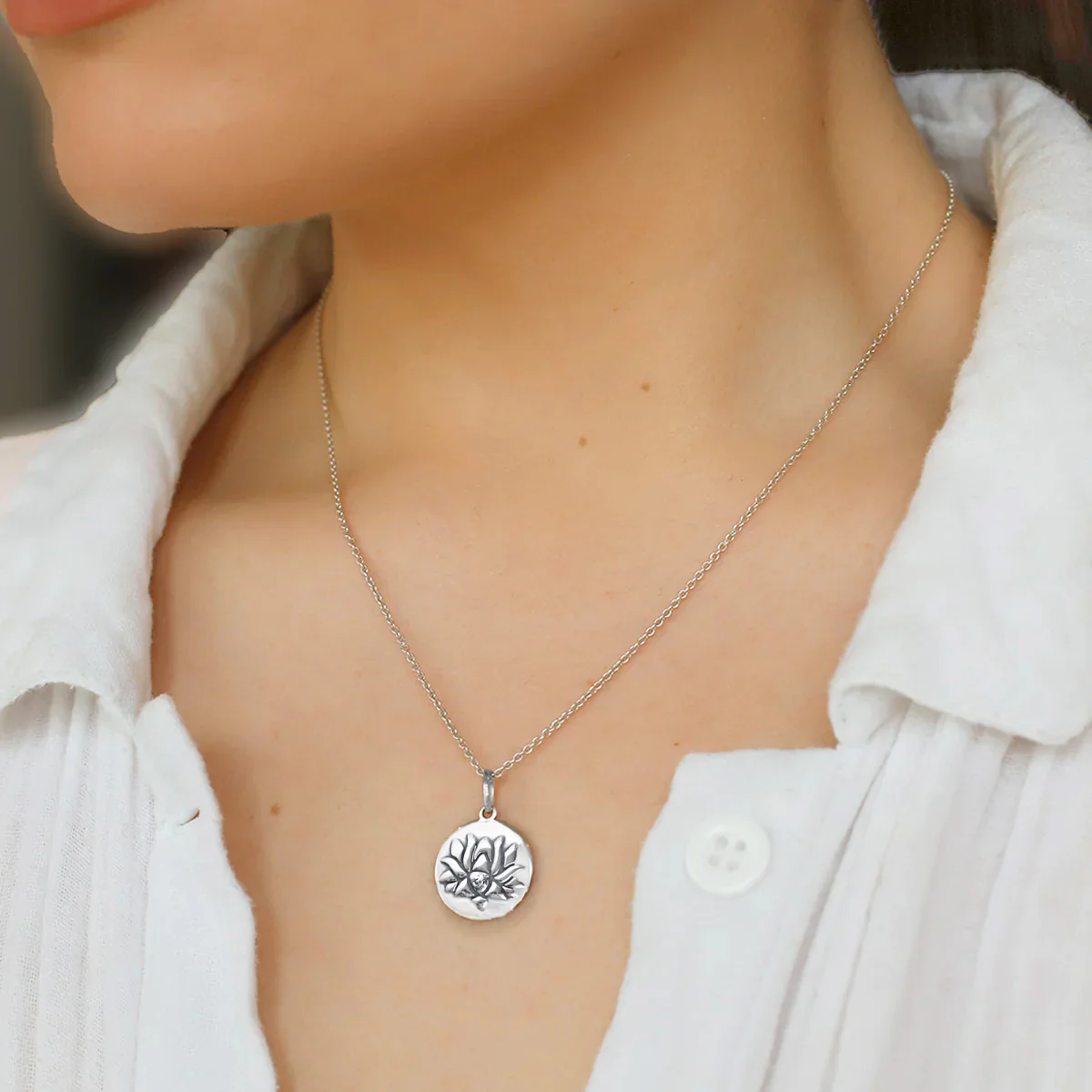 Sterling Silver Lotus Flower Necklace - Image 2