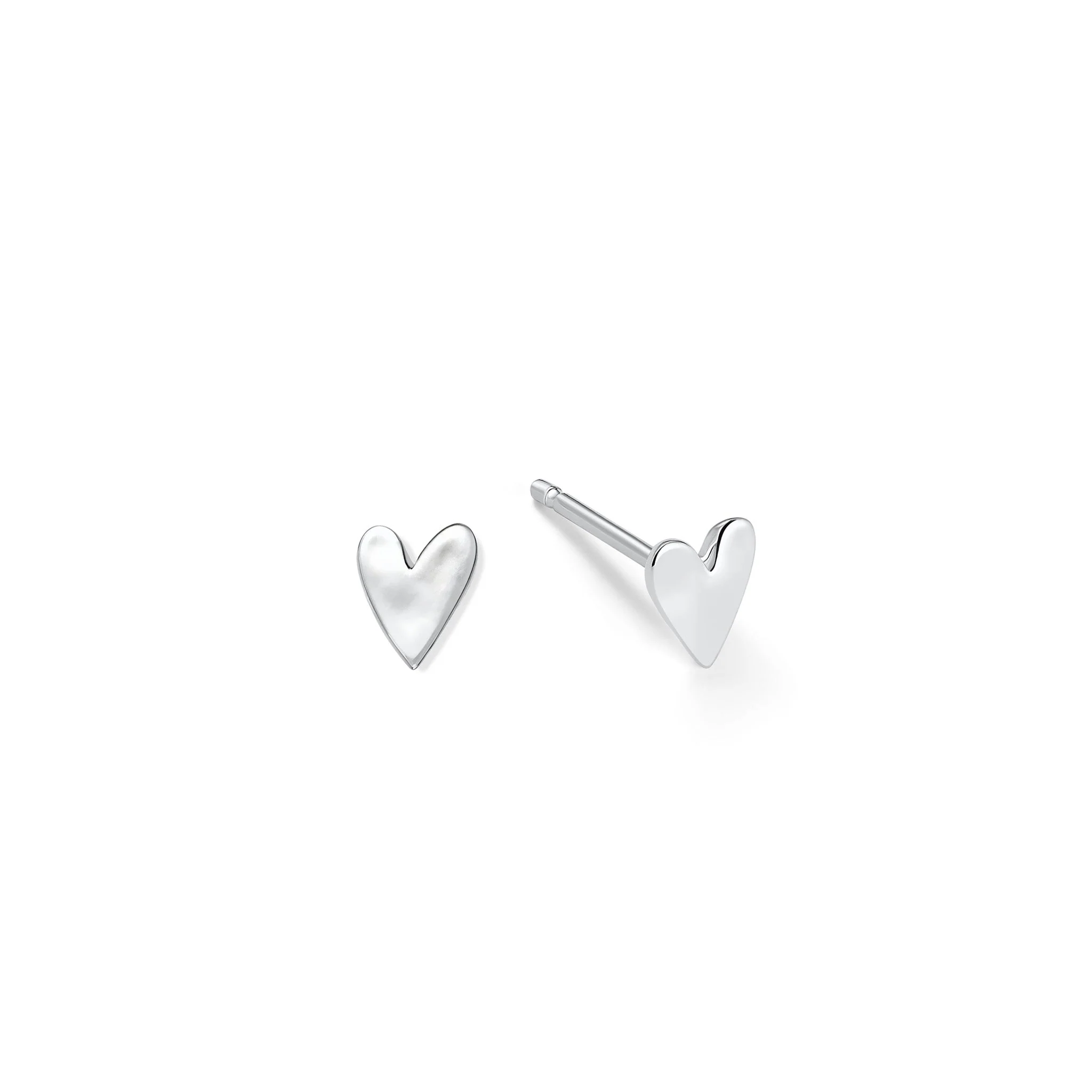 Sterling Silver Molten Mini Heart Studs